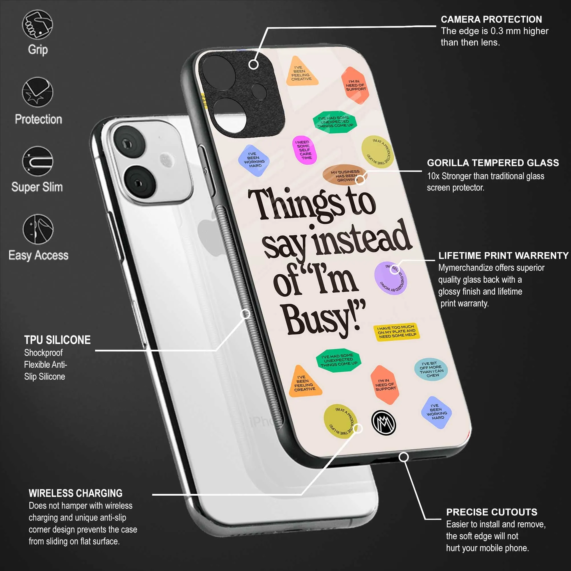 iPhone 14 Pro Max Glass Case with 10 Things To Say Design - Optimal Title