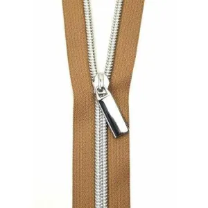 3 Yards Nylon Zipper & 9 Pulls Natural Tape - Silver