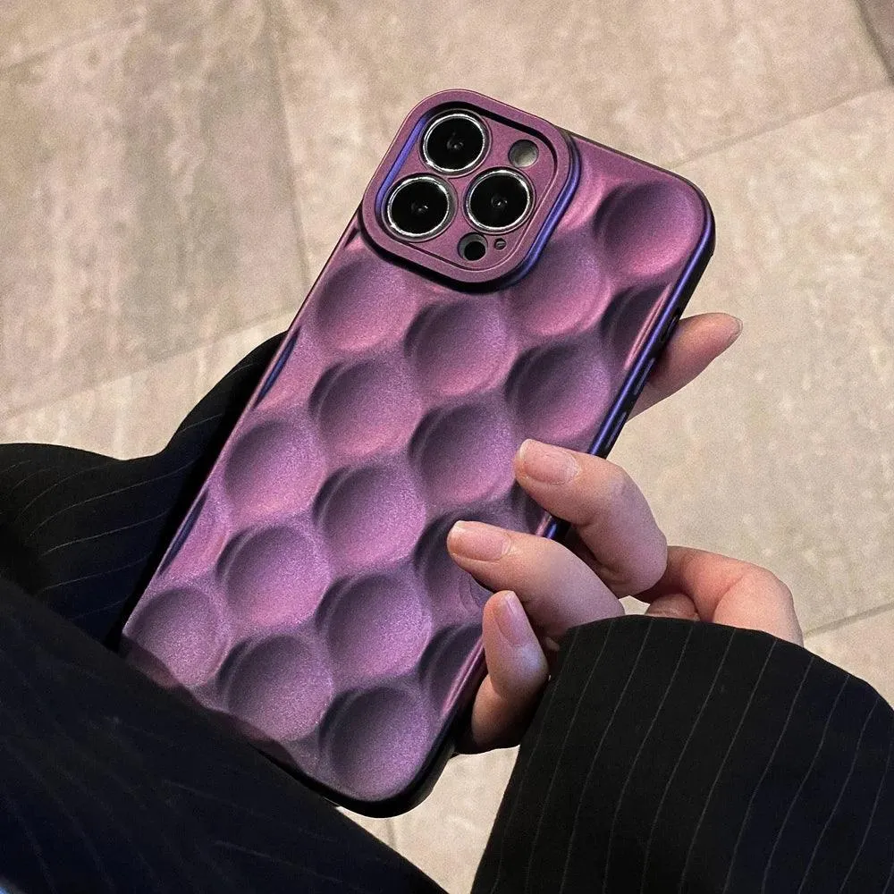 3D Purple Honeycomb Pattern - Cute Phone Cases for iPhone 15, 14, 13, 12, 11, Pro, Max, Mini, X, XS, XR