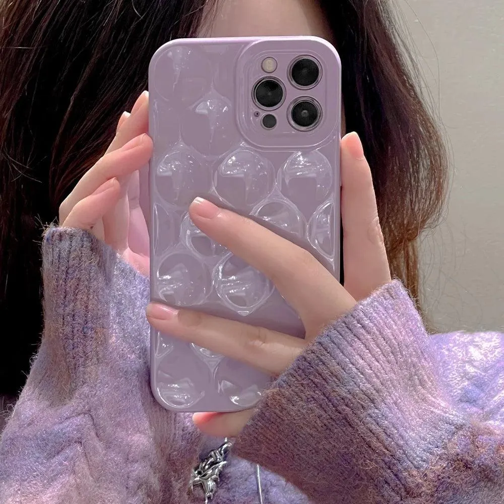 3D Purple Honeycomb Pattern - Cute Phone Cases for iPhone 15, 14, 13, 12, 11, Pro, Max, Mini, X, XS, XR