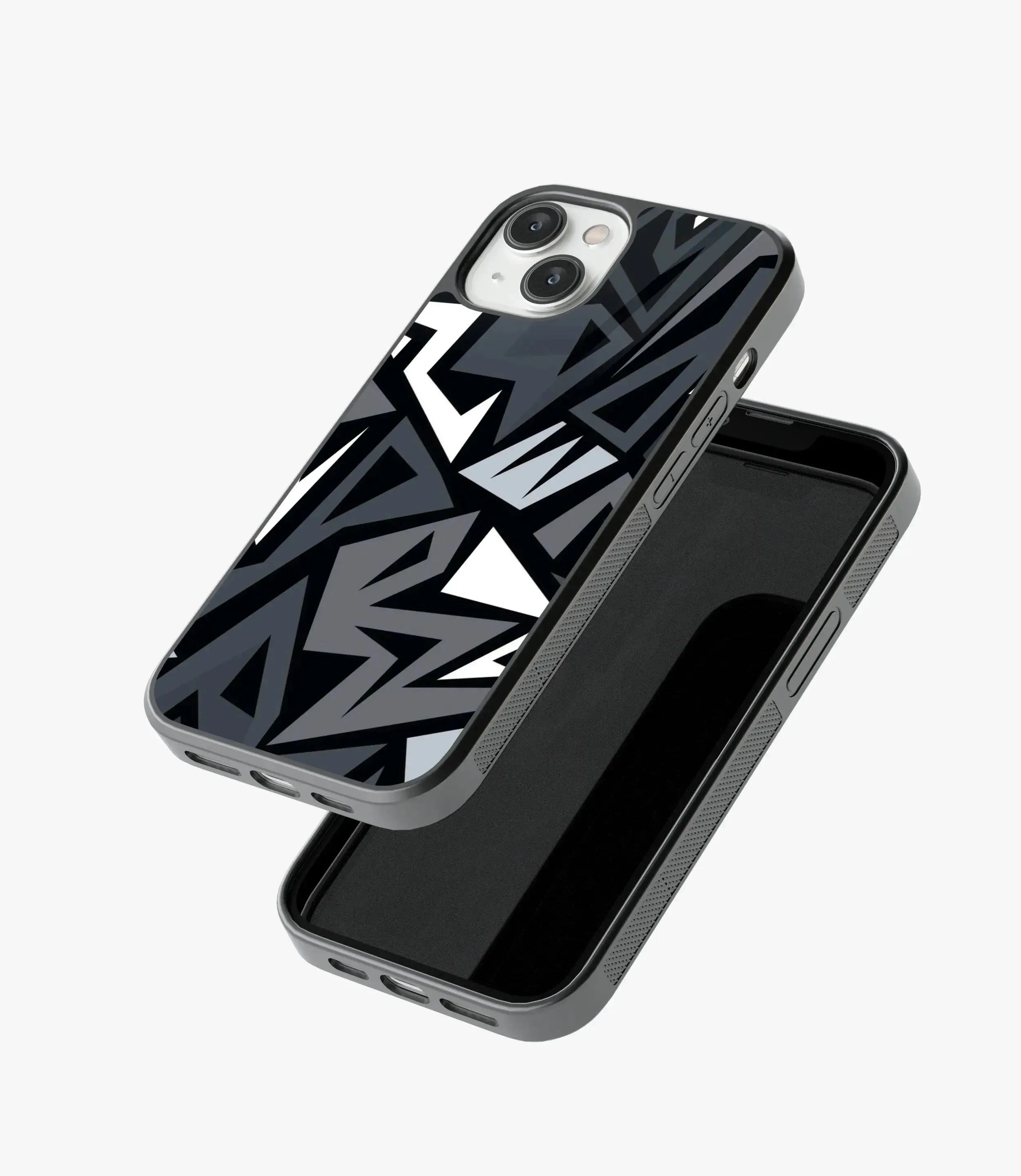 Abstract Black/Grey Geometric Pattern Glass Case