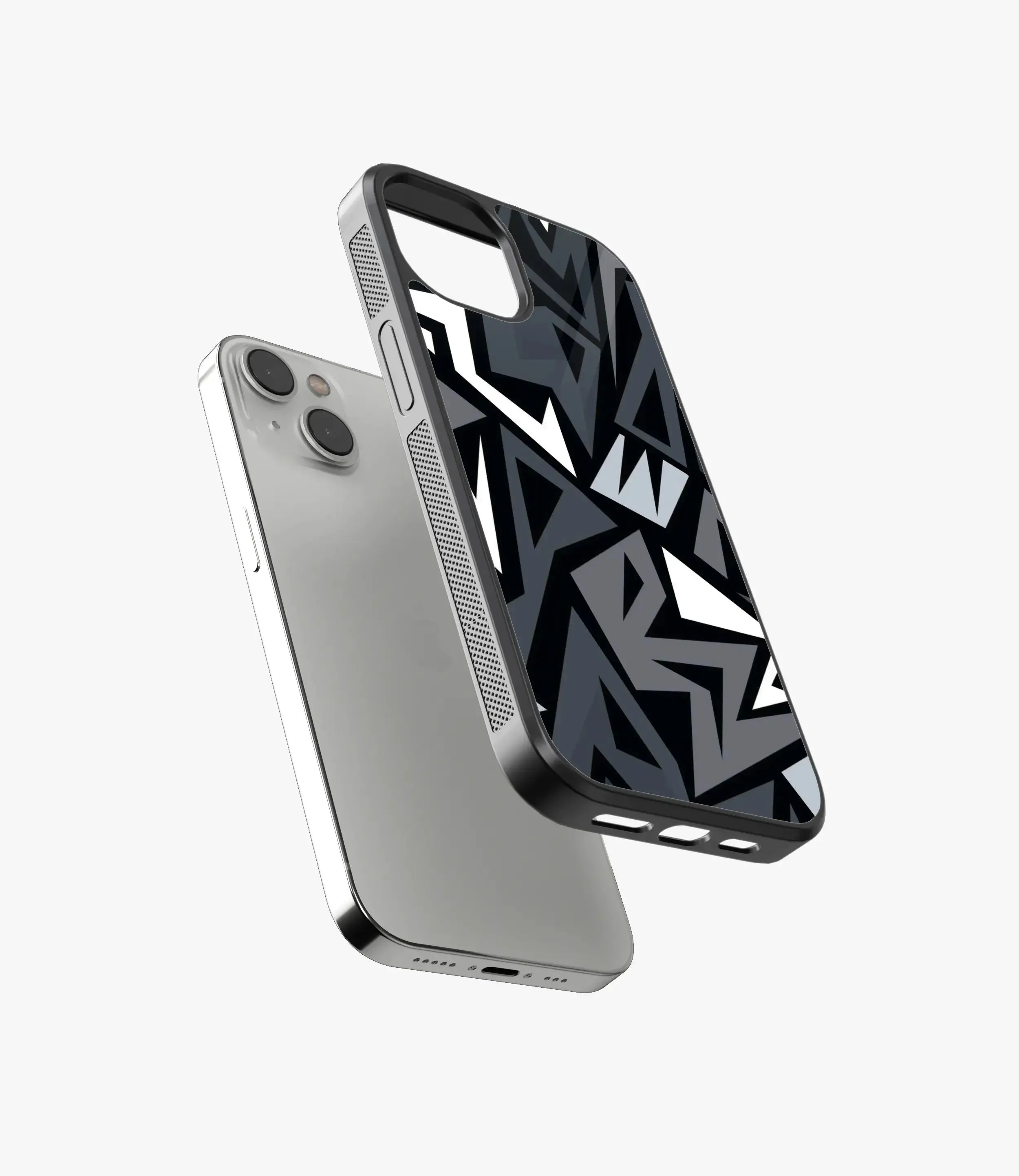 Abstract Black/Grey Geometric Pattern Glass Case