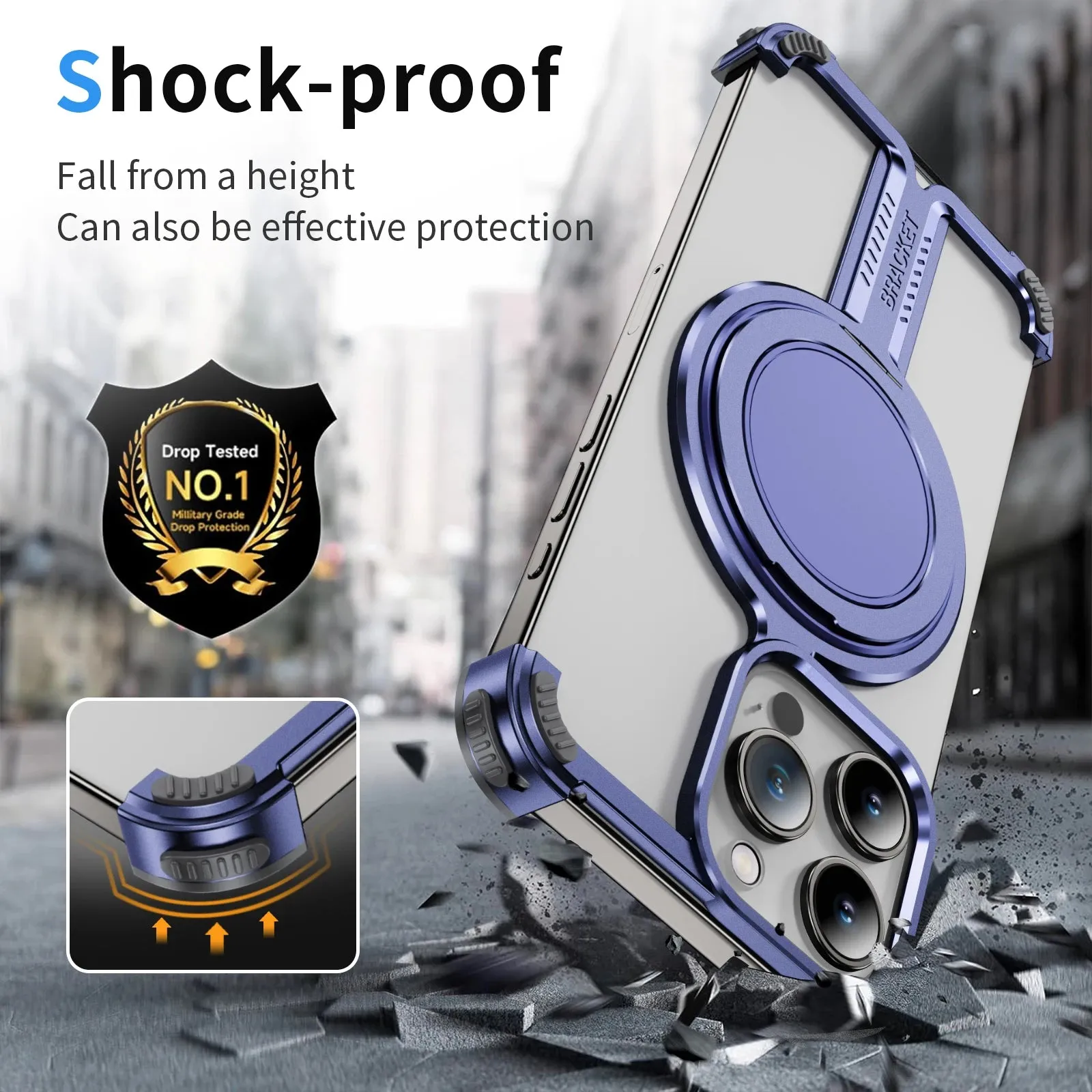 Armor King Titanium Alloy MagSafe Air Cushion Shockproof Bezel-less Bracket Case Cover