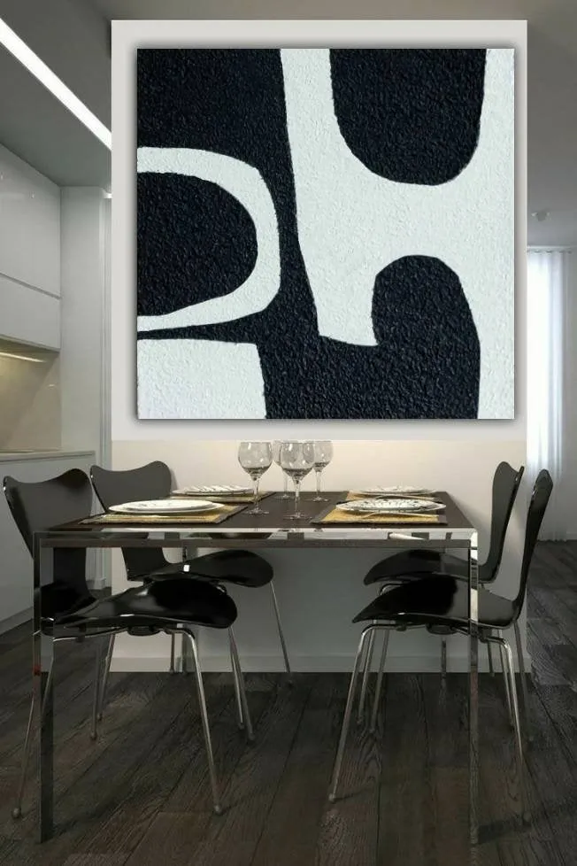 Black and White Minimalist Painting Textured Painting Kp070