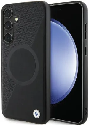 BMW Signature Leather Half Textured and Circle with MagSafe Hard Case for Samsung Galaxy S24 6.2" Black - BMHMS24S23RTPK