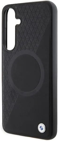 BMW Signature Leather Half Textured and Circle with MagSafe Hard Case for Samsung Galaxy S24 6.2" Black - BMHMS24S23RTPK