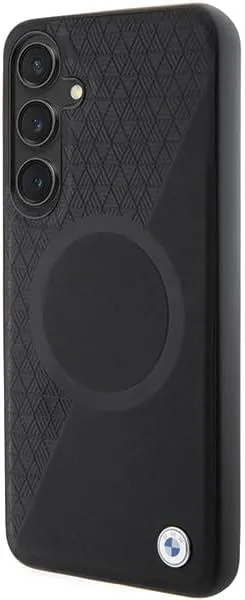 BMW Signature Leather Half Textured and Circle with MagSafe Hard Case for Samsung Galaxy S24 6.2" Black - BMHMS24S23RTPK