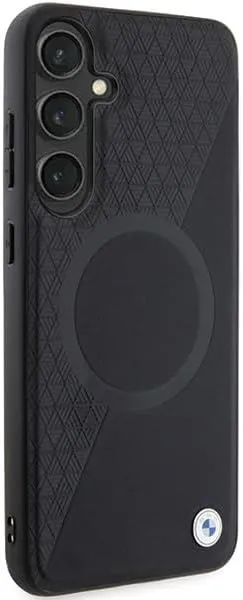 BMW Signature Leather Half Textured and Circle with MagSafe Hard Case for Samsung Galaxy S24 6.2" Black - BMHMS24S23RTPK