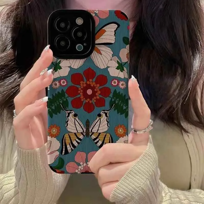 Butterfly Flowers Cute Phone Case Cover for iPhone 14 13 12 11 Pro Max, 14 Plus, X XS Max, XR, 12, 13 Mini, 7 8 Plus