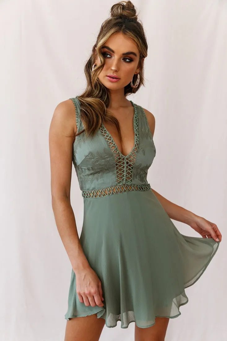 Carson Sleeveless Lace-Up Back Dress Olive