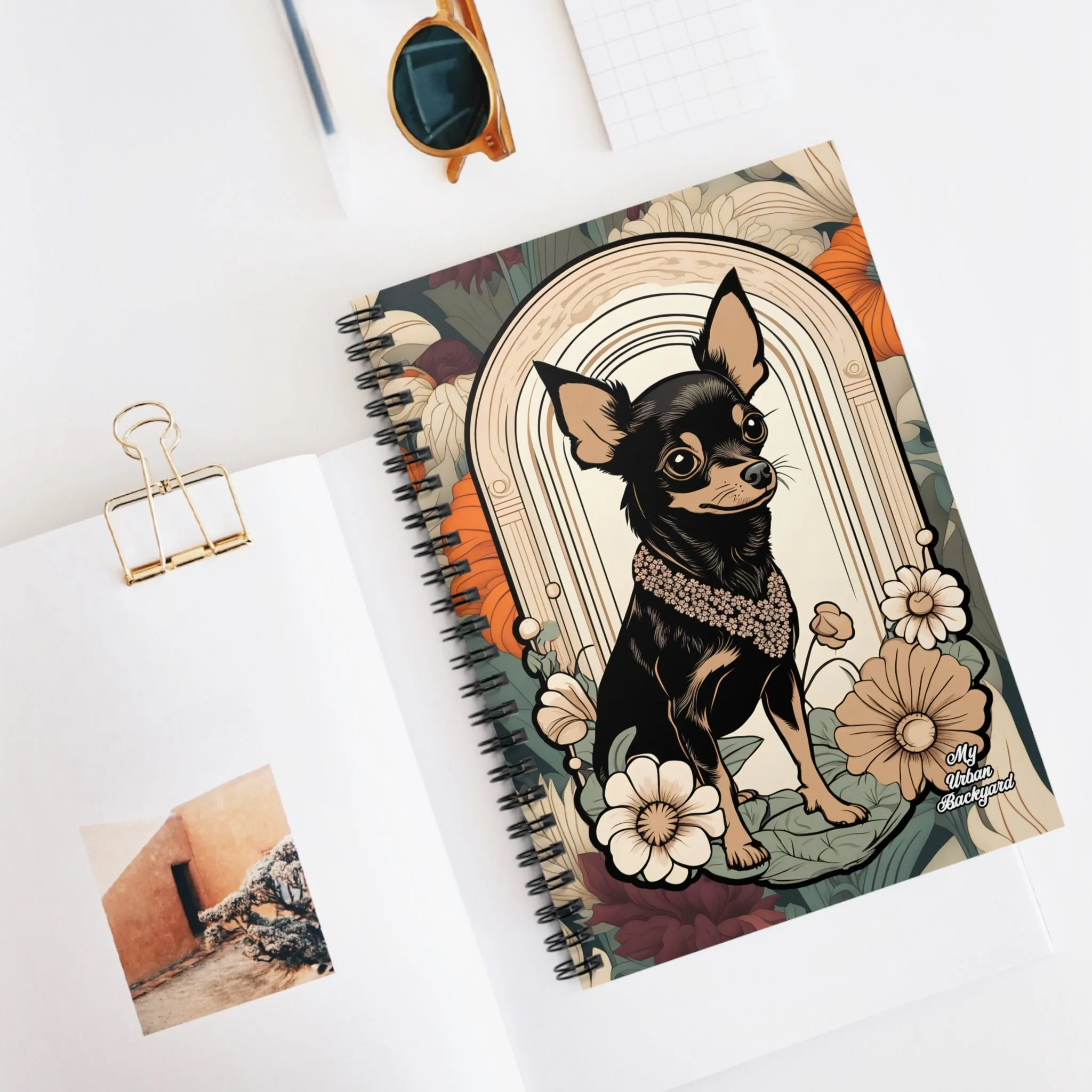 Chihuahua with Flowers, Spiral Notebook Journal - Write in Style