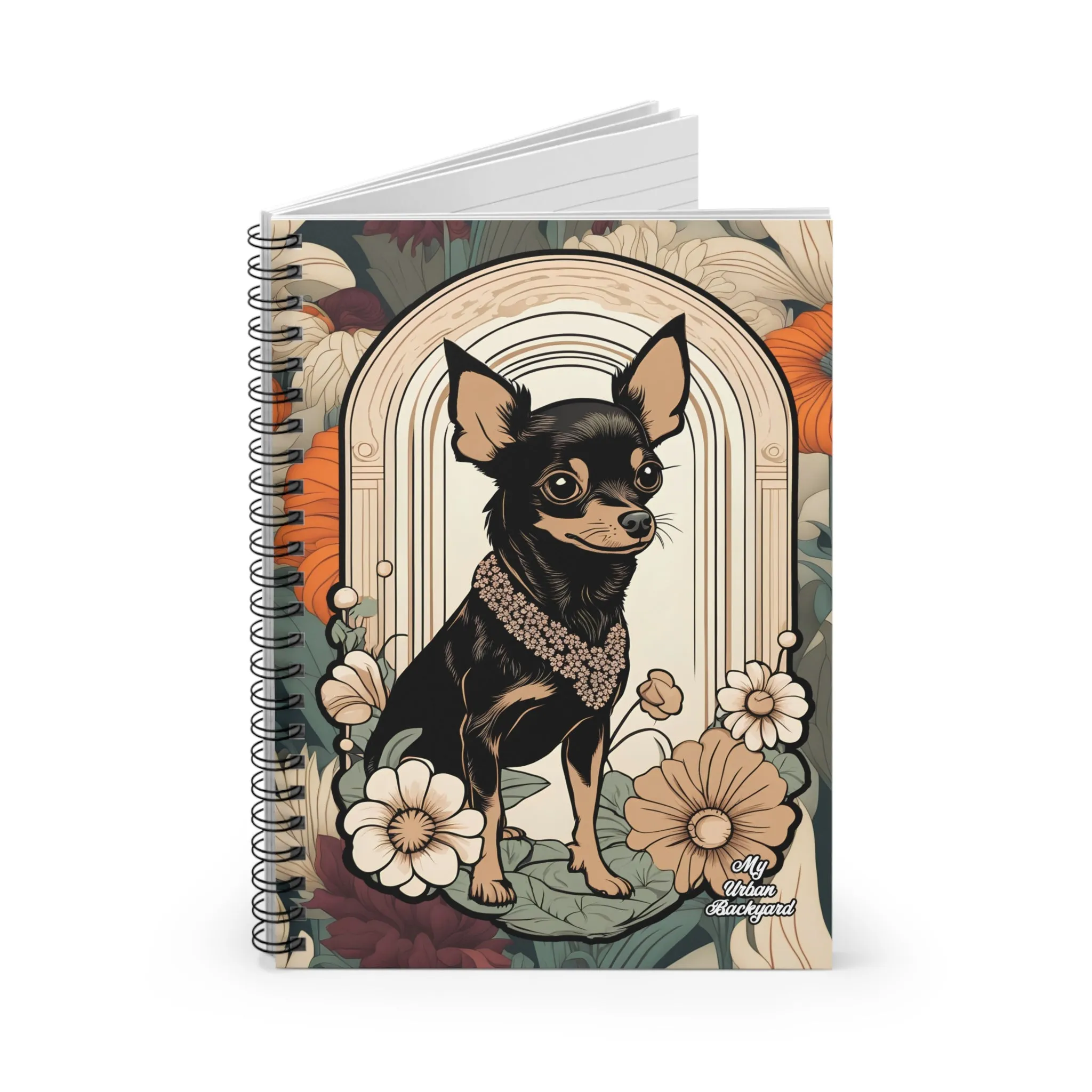 Chihuahua with Flowers, Spiral Notebook Journal - Write in Style