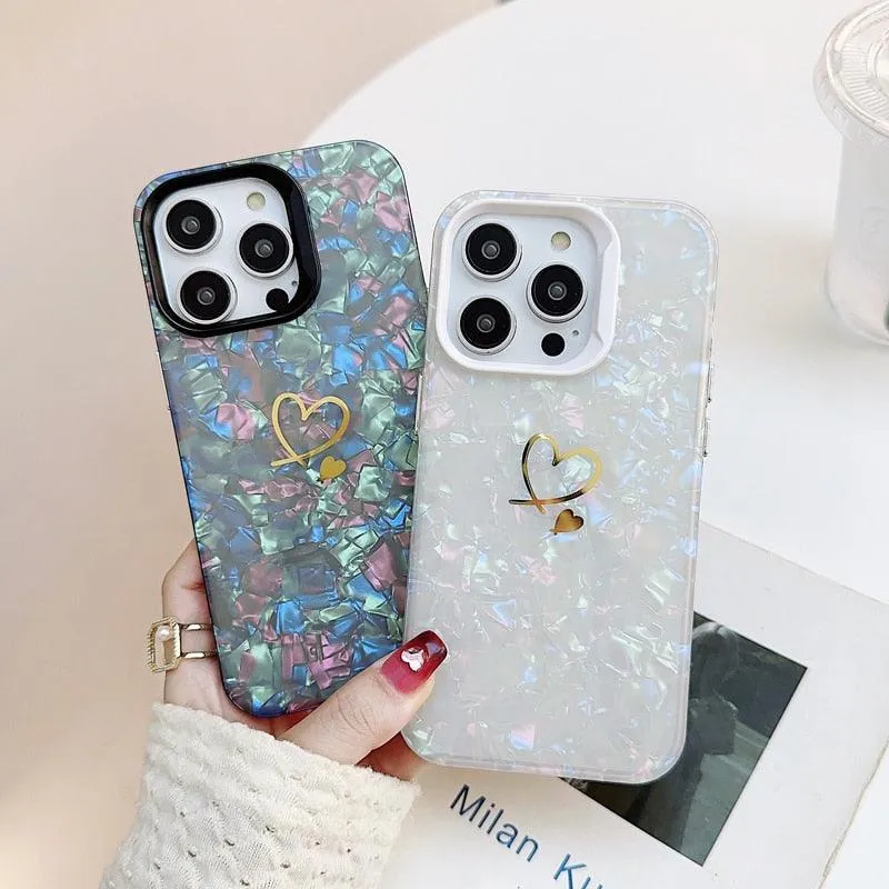 Cute Bling Heart Phone Case Cover for iPhone 11, 12, 13, 14 Pro Max, X, XR, XS Max