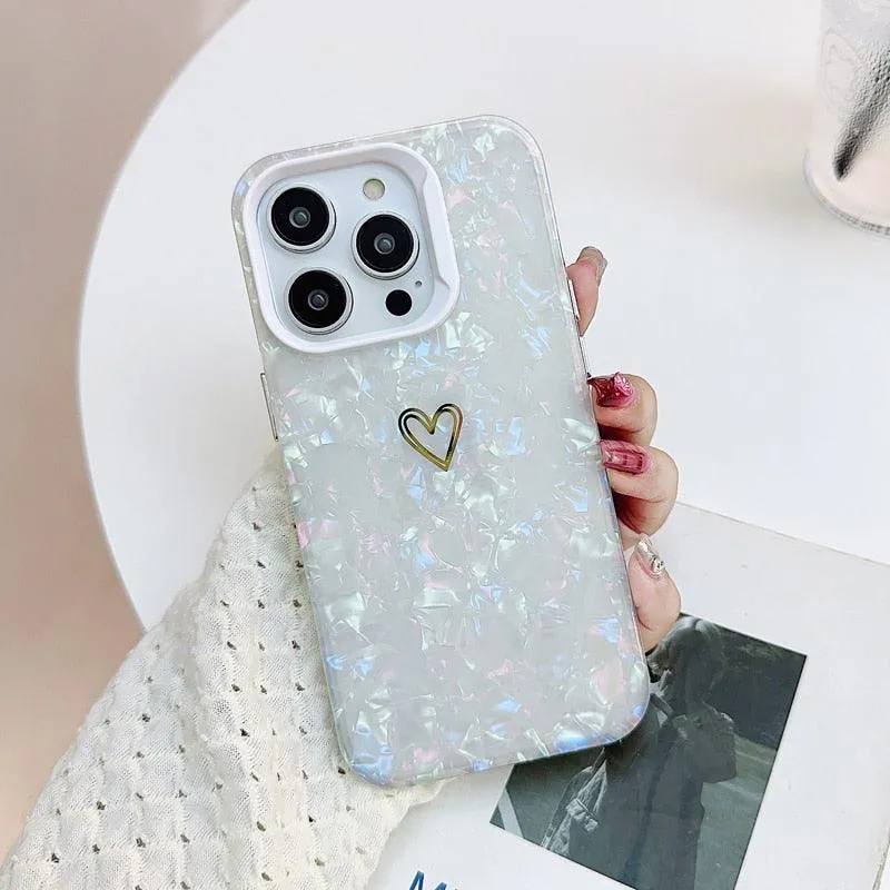 Cute Bling Heart Phone Case Cover for iPhone 11, 12, 13, 14 Pro Max, X, XR, XS Max