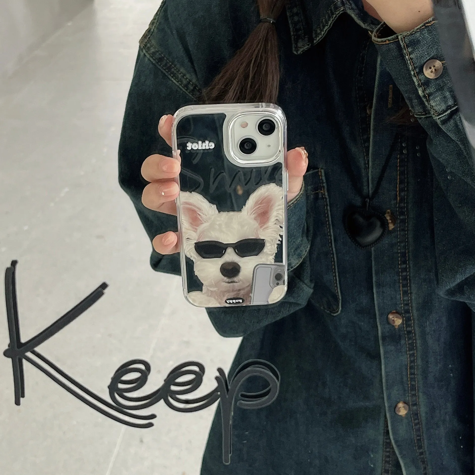 Cute Puppy Taking Selfie Mirror Case for iPhone