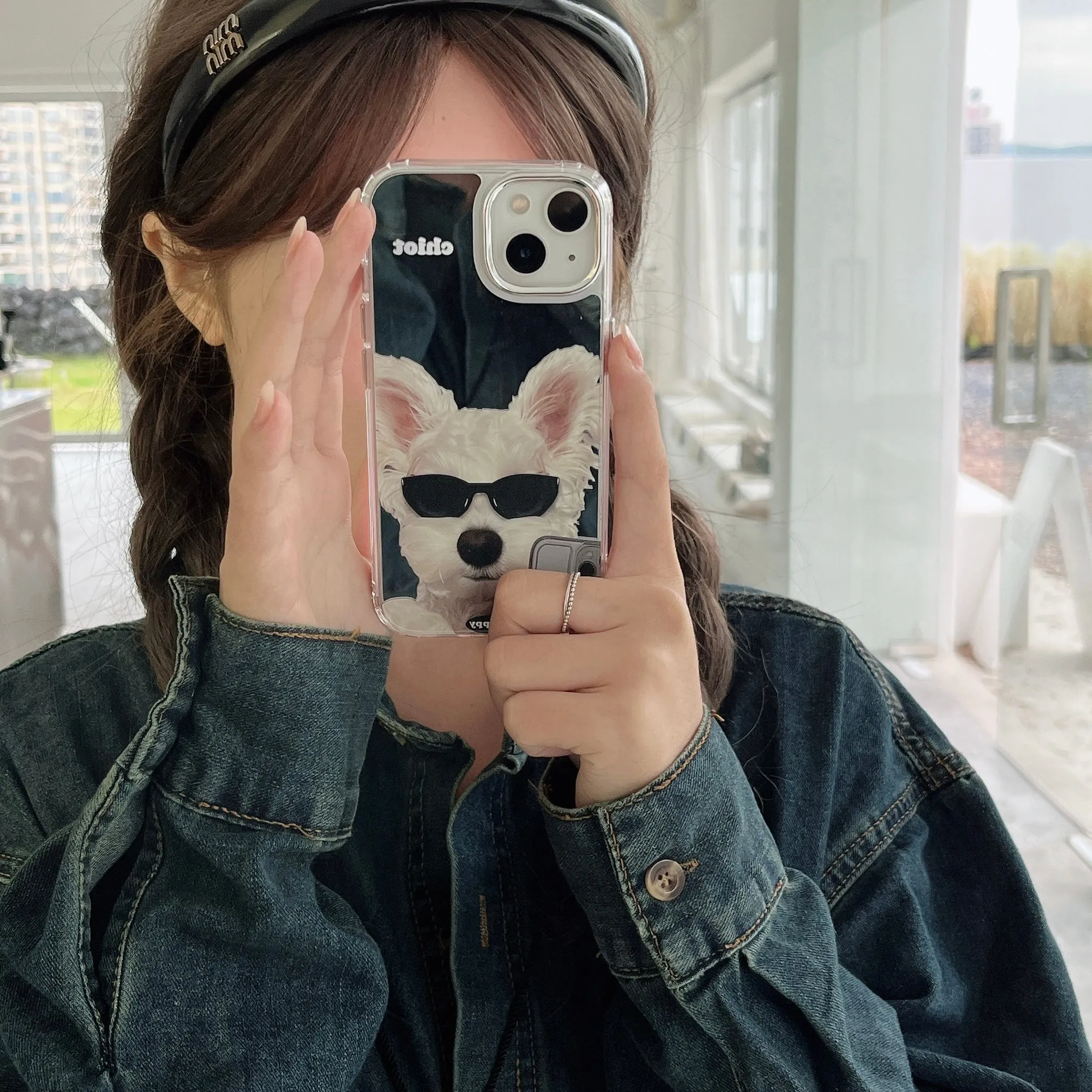 Cute Puppy Taking Selfie Mirror Case for iPhone