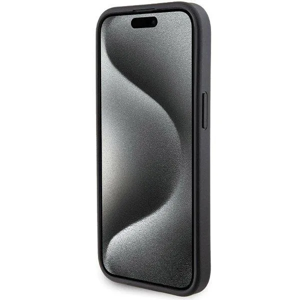 Ferrari Hard Case Grip Stand with Metal Logo for iphone 15 6.1" Black - FEHCP15SGSPSIK