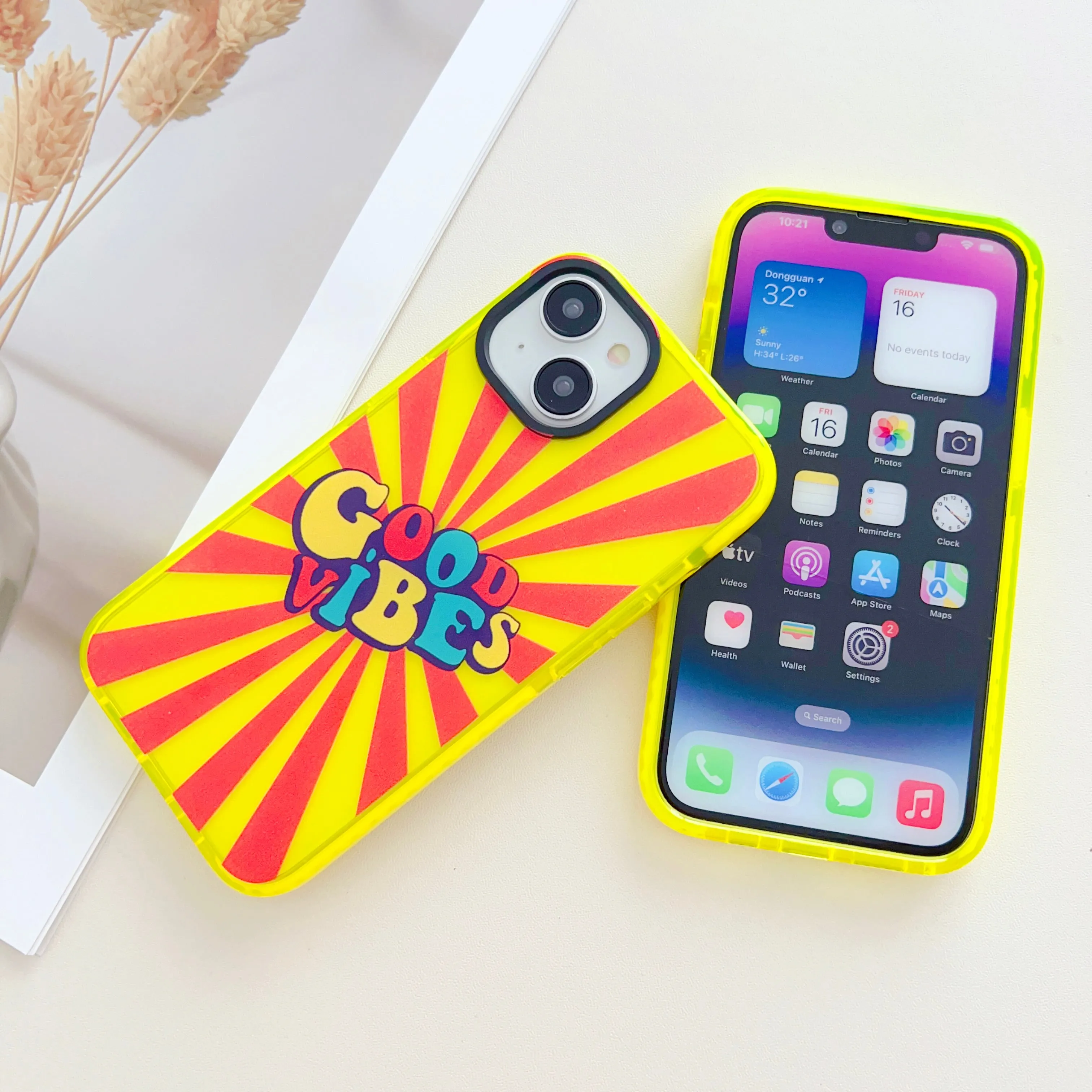 Good Vibes Neon Designer Impact Proof Case for iPhone