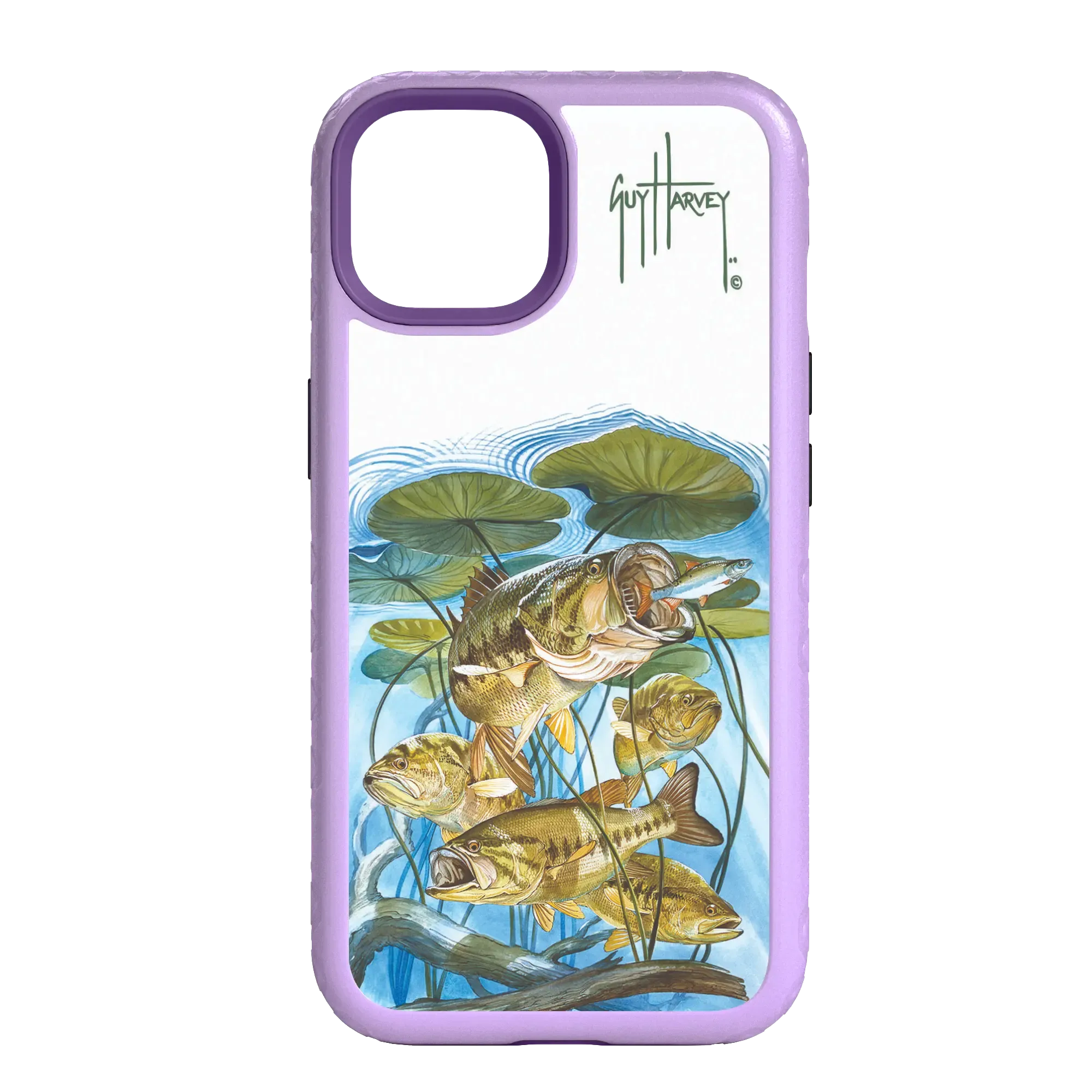 Guy Harvey Fortitude Series for Apple iPhone 14 - Five Largemouth Under Lilypads