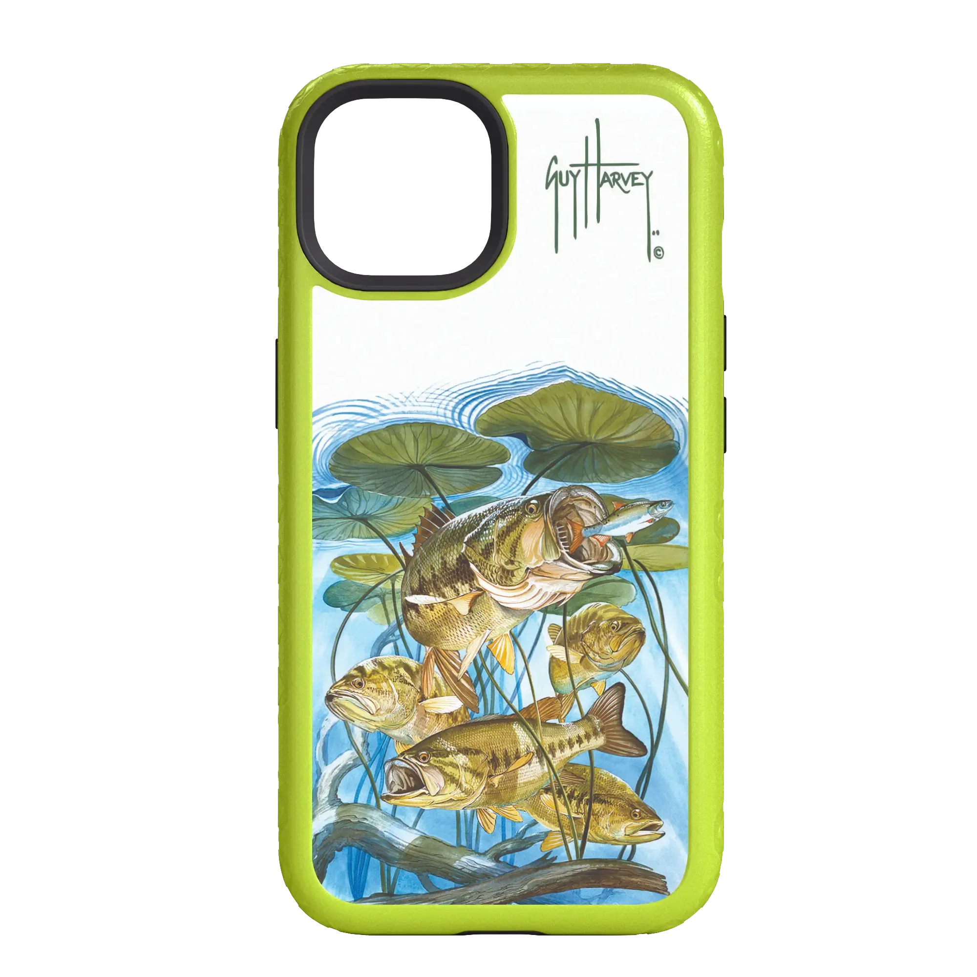 Guy Harvey Fortitude Series for Apple iPhone 14 - Five Largemouth Under Lilypads