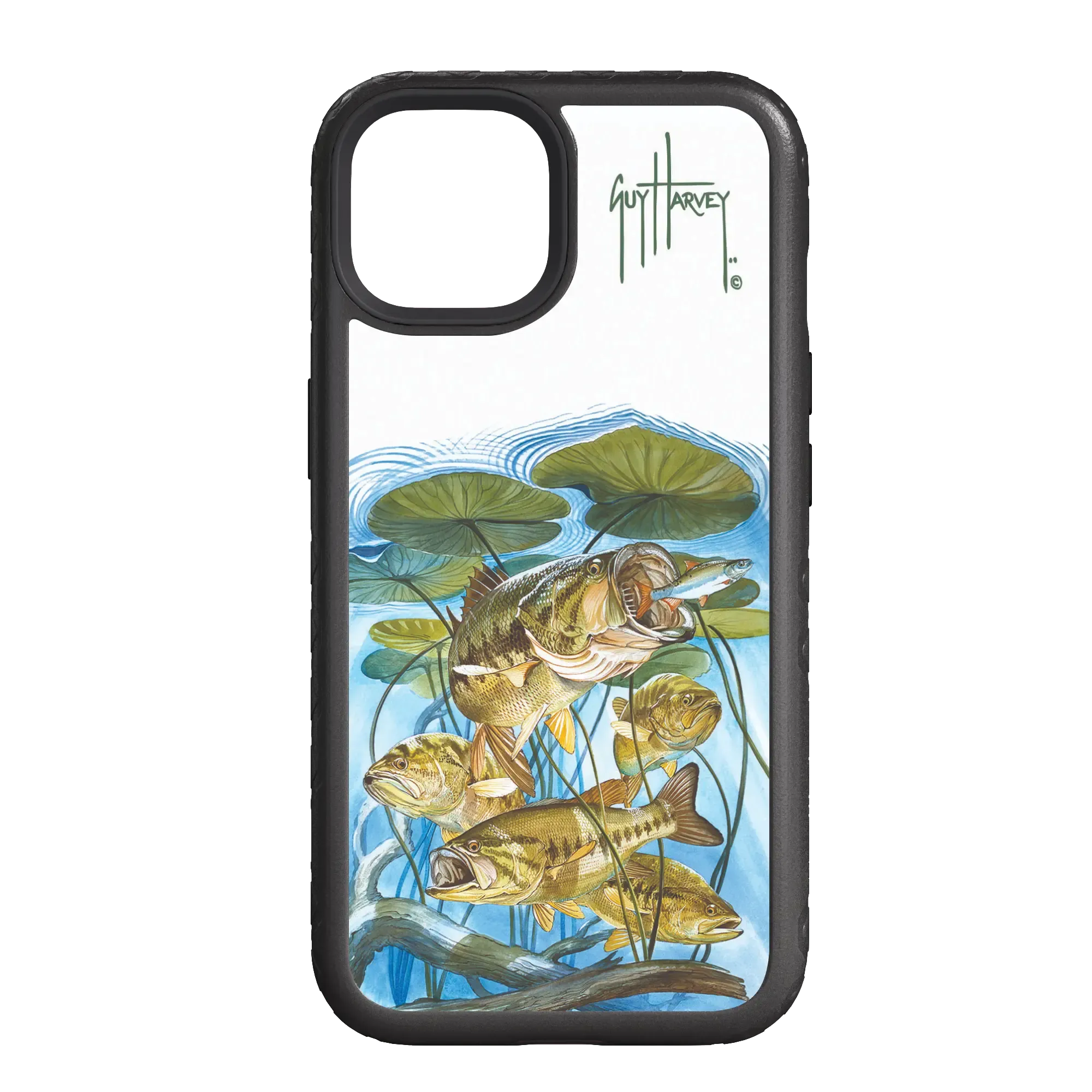 Guy Harvey Fortitude Series for Apple iPhone 14 - Five Largemouth Under Lilypads