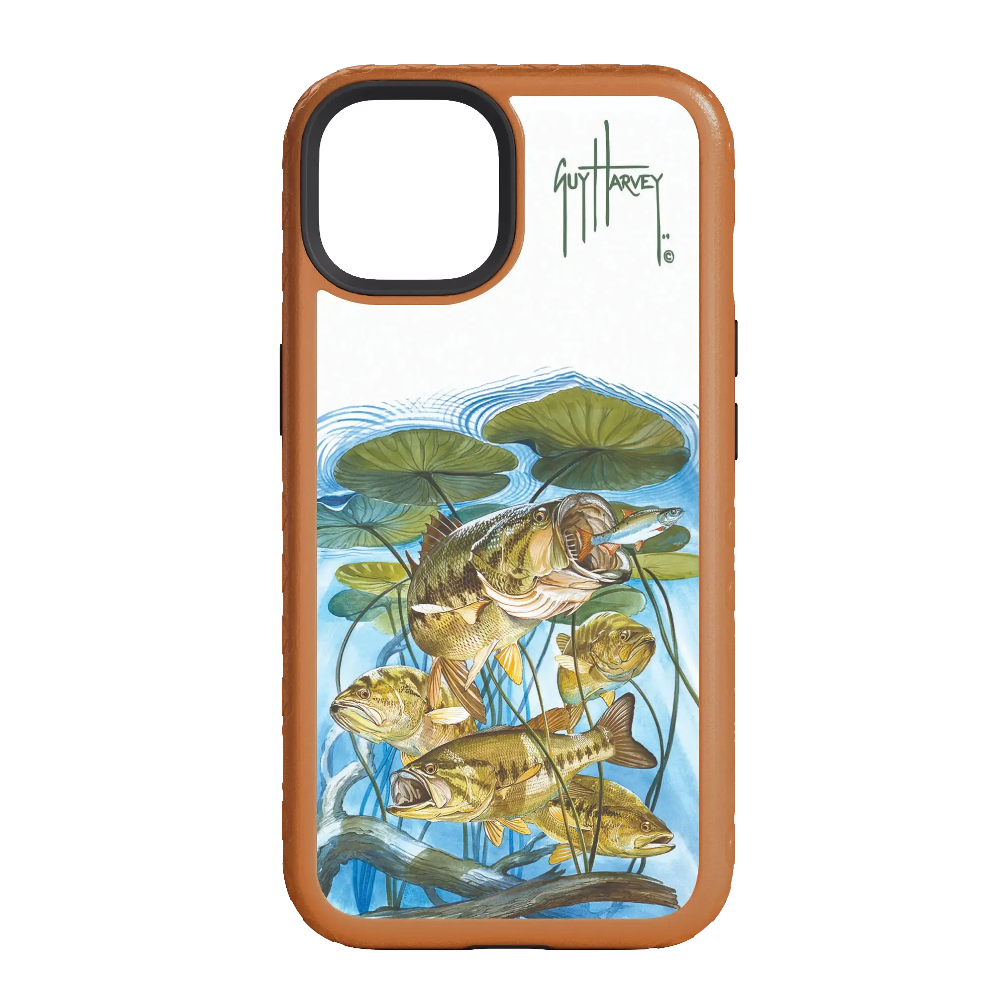 Guy Harvey Fortitude Series for Apple iPhone 14 - Five Largemouth Under Lilypads