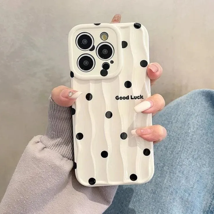 Heart Dot Flowers Water Ripple Cute Phone Cases for iPhone 11, 12, 13, 14, 15 Pro Max