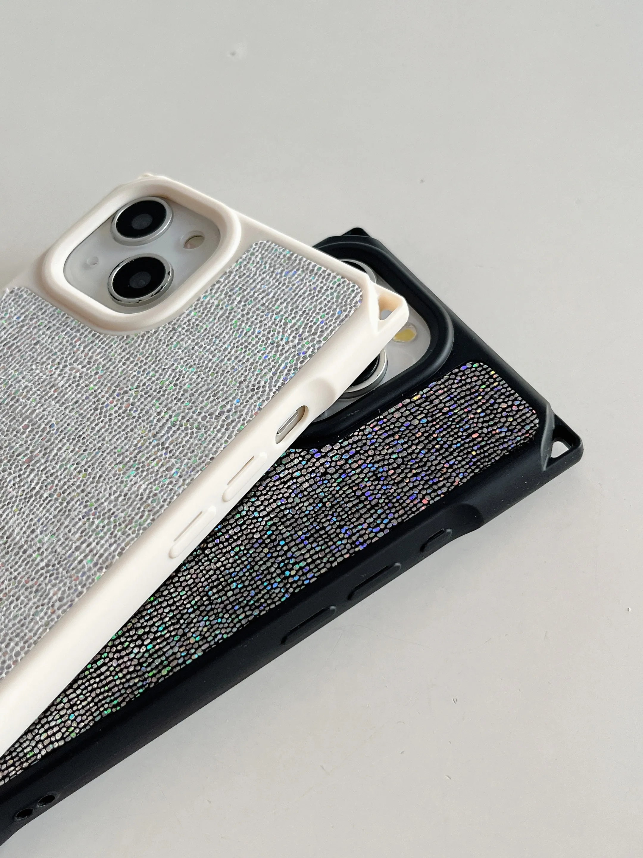 Holographic Leather Finsh iPhone Case With Sling Chain