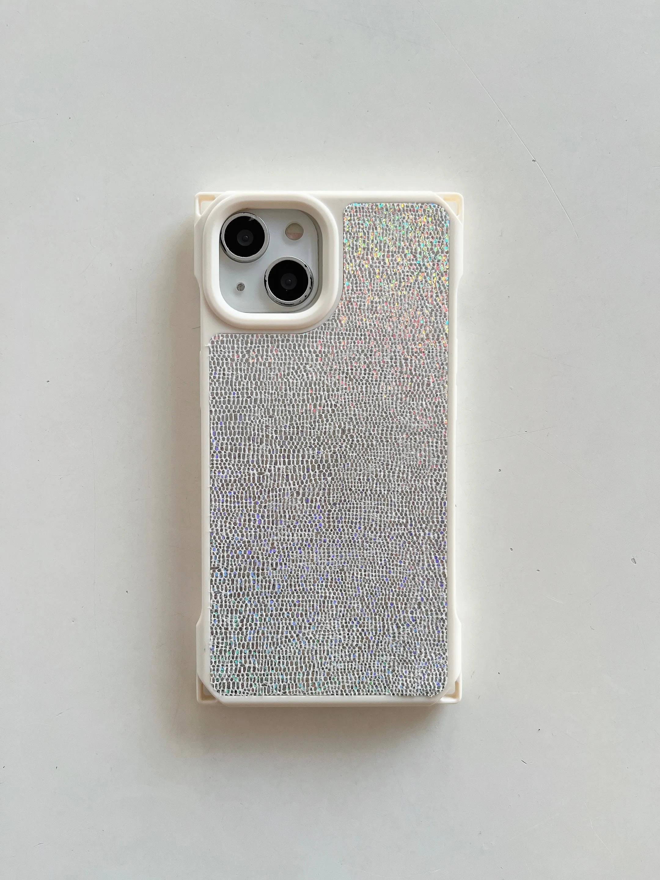 Holographic Leather Finsh iPhone Case With Sling Chain