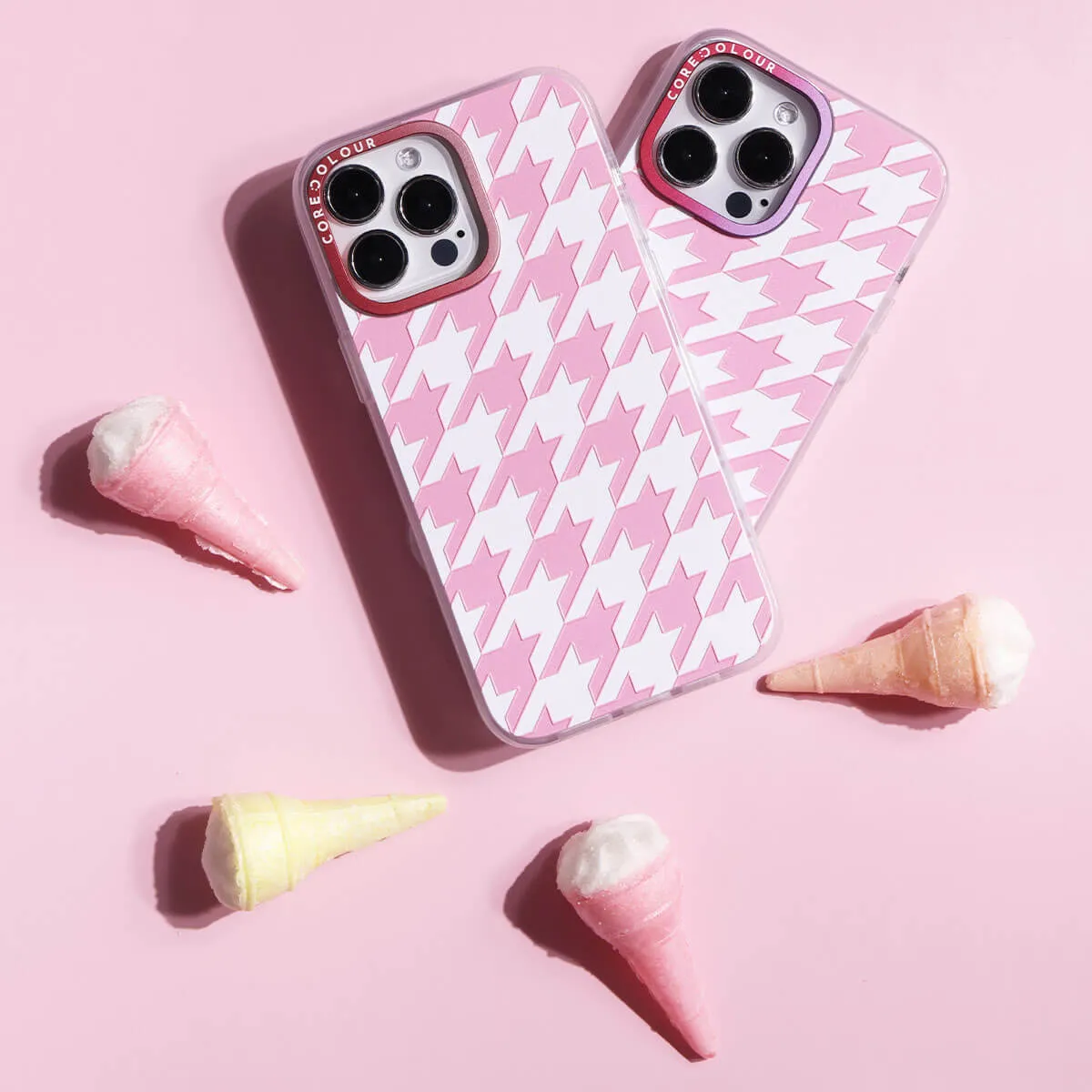 iPhone 12 Pro Pink Houndstooth Phone Case Magsafe Compatible