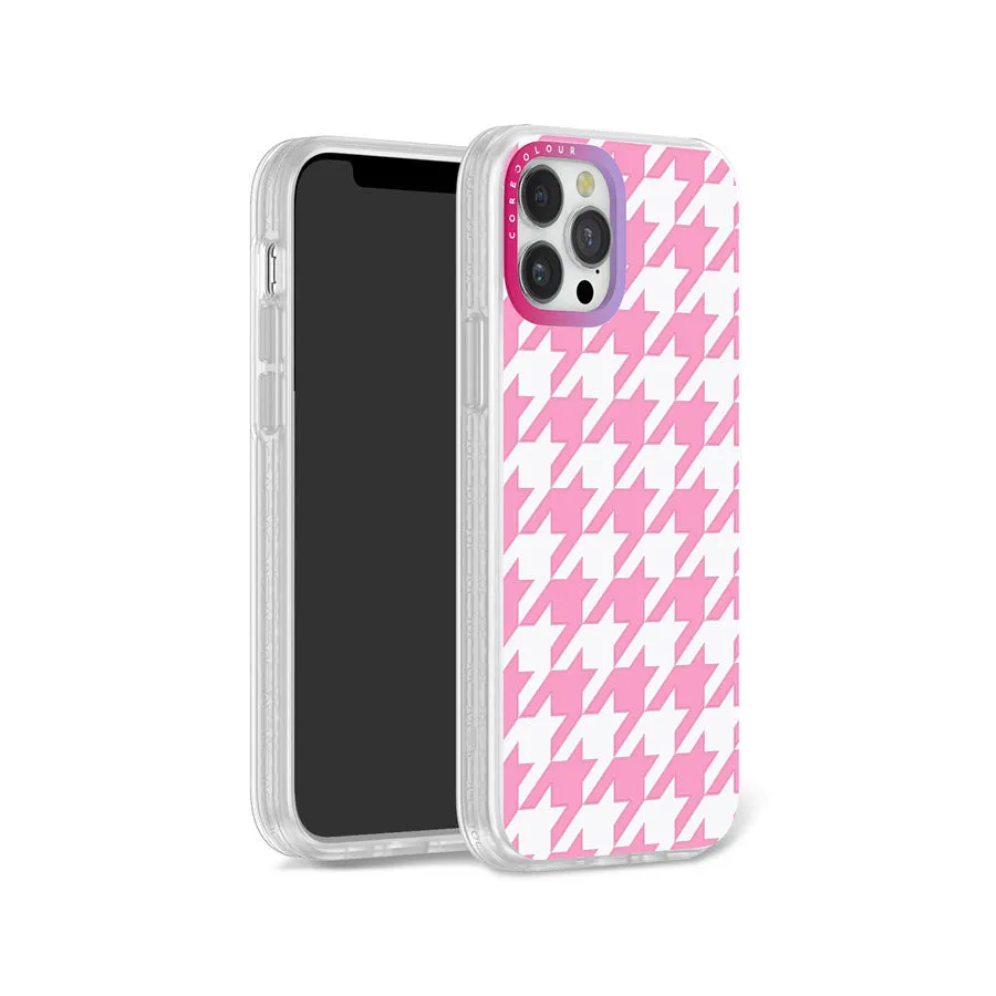 iPhone 12 Pro Pink Houndstooth Phone Case Magsafe Compatible