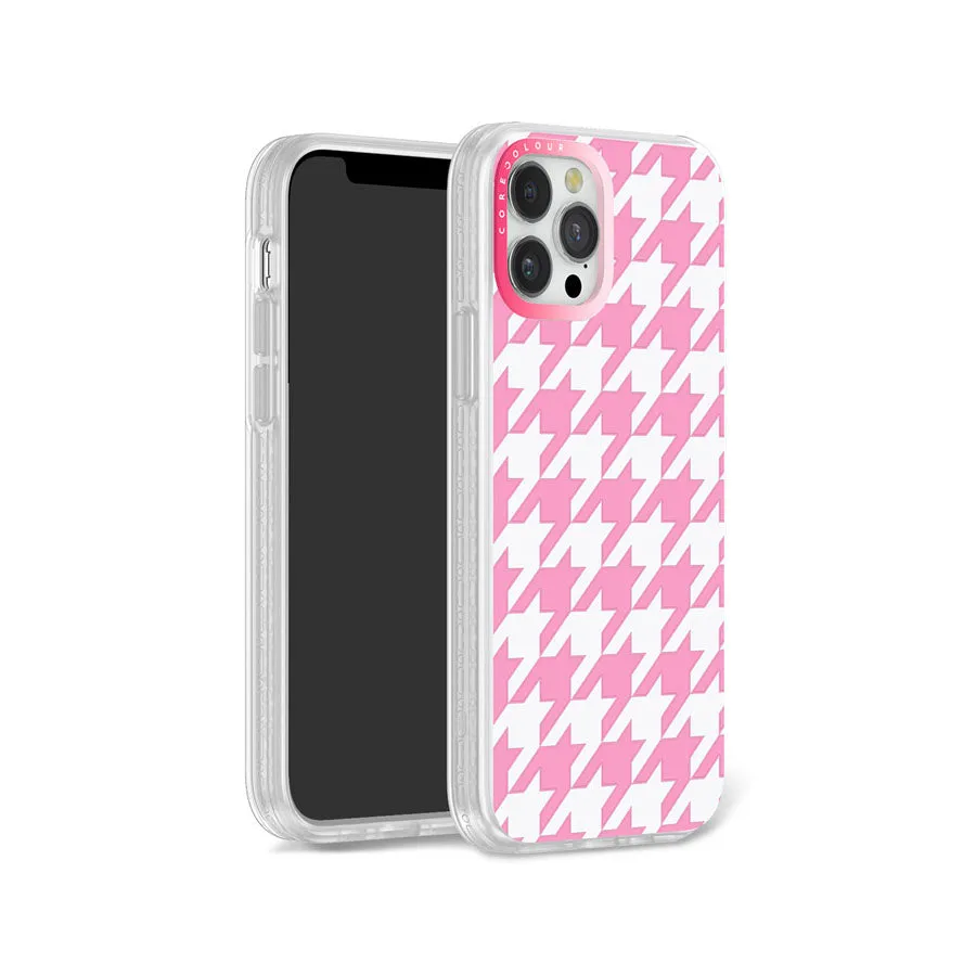 iPhone 12 Pro Pink Houndstooth Phone Case Magsafe Compatible