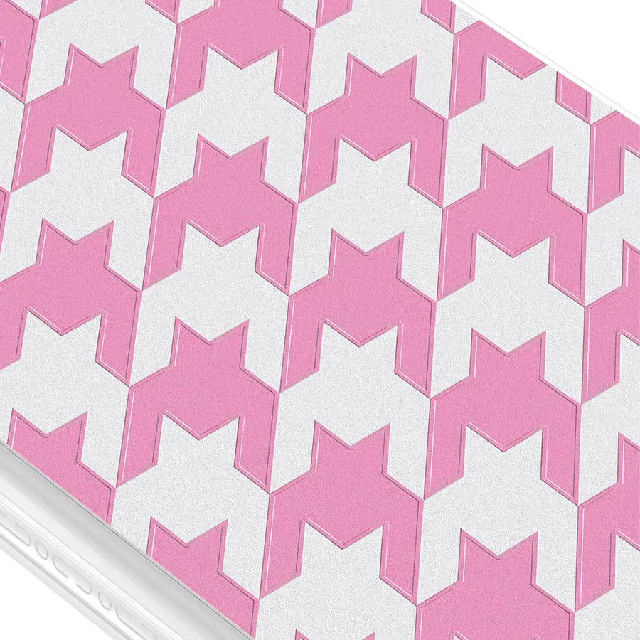 iPhone 12 Pro Pink Houndstooth Phone Case Magsafe Compatible