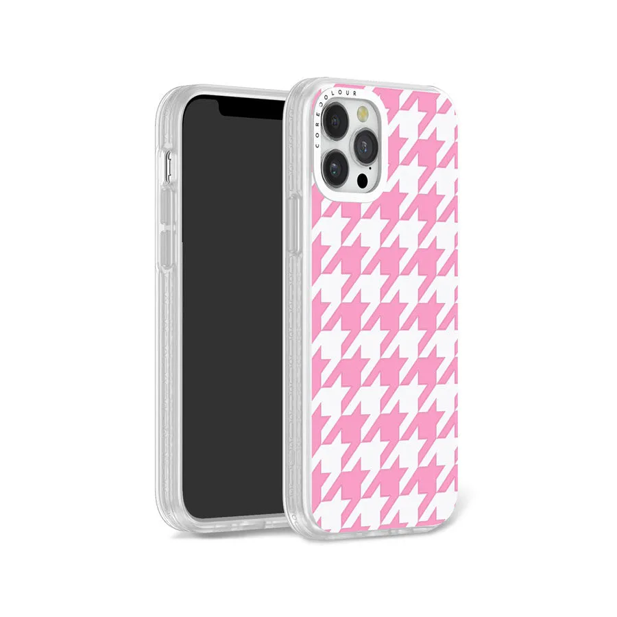 iPhone 12 Pro Pink Houndstooth Phone Case Magsafe Compatible