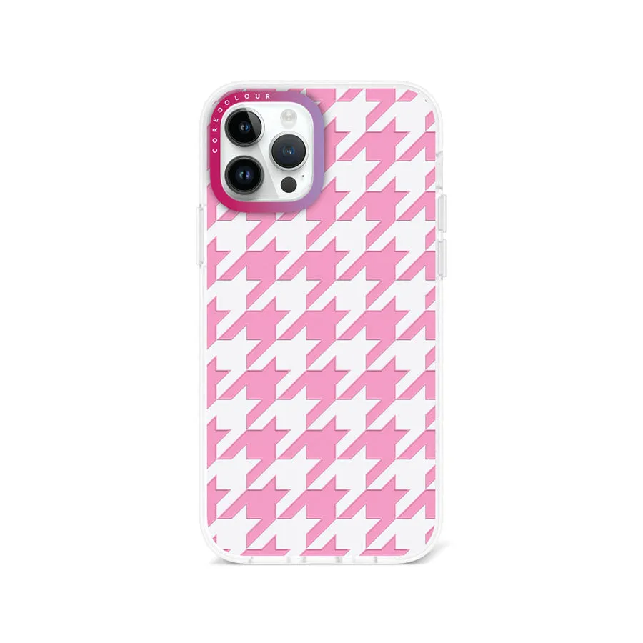 iPhone 12 Pro Pink Houndstooth Phone Case Magsafe Compatible