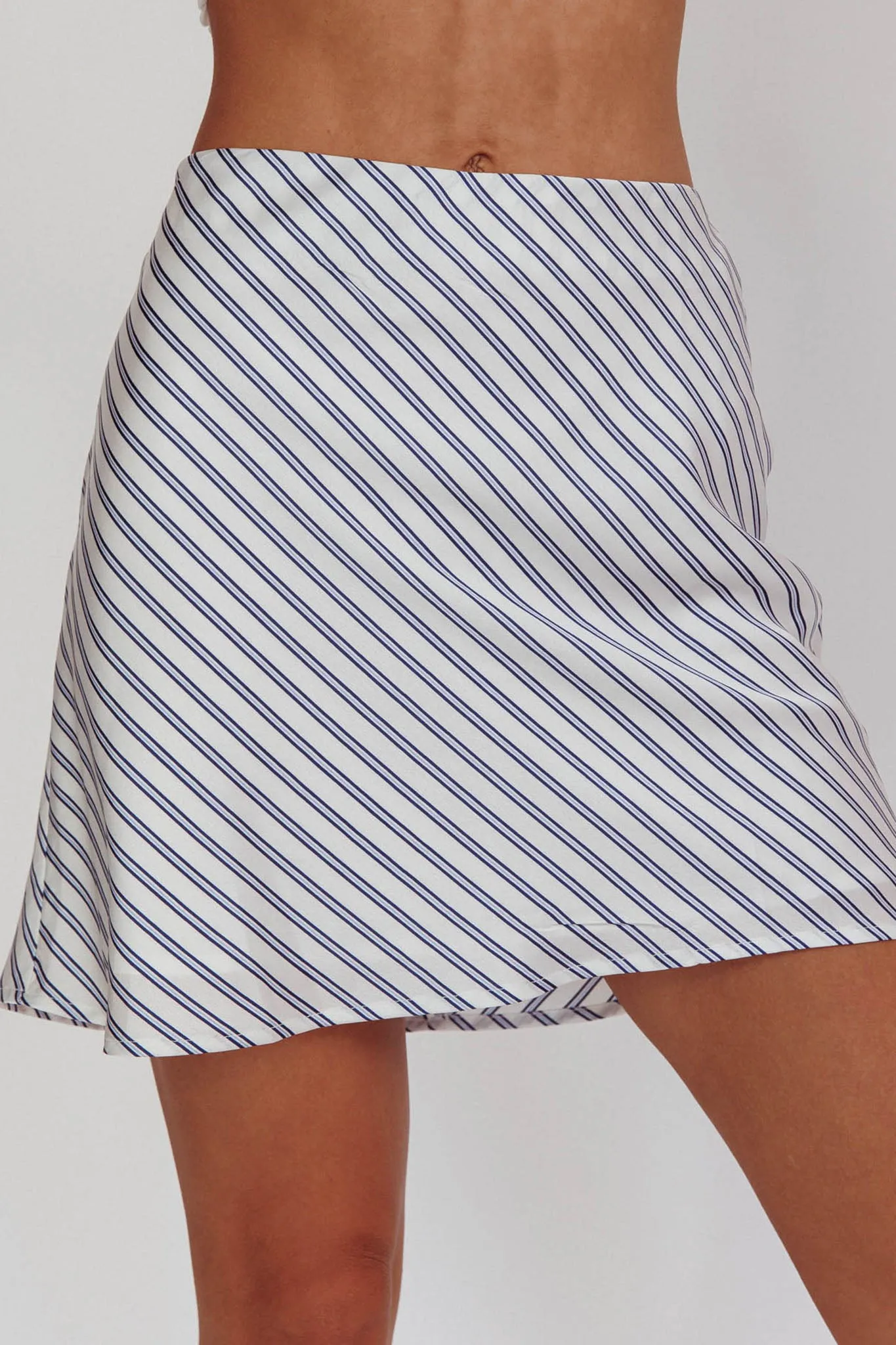 Miss Independent A-Line Mini Skirt Stripe Blue/Ivory