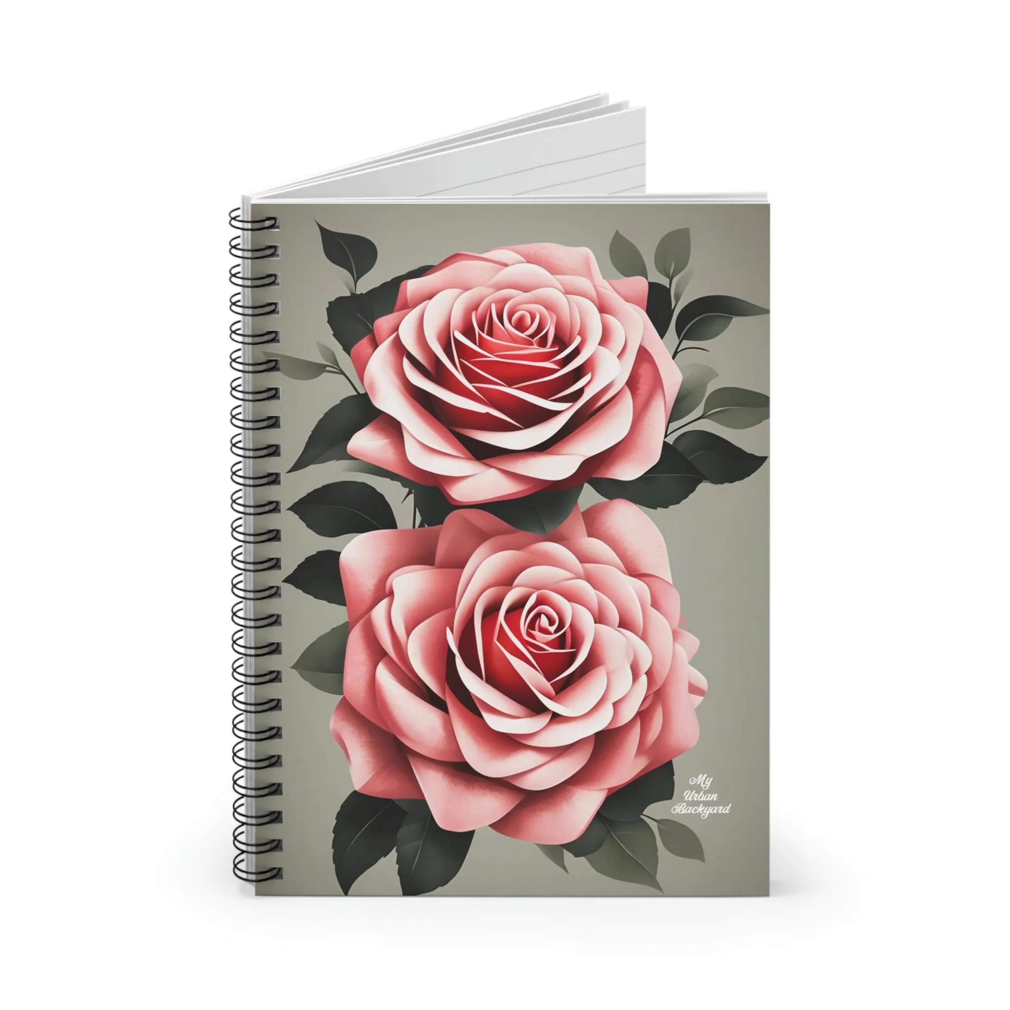 Pink Rose Flowers, Spiral Notebook Journal - Write in Style