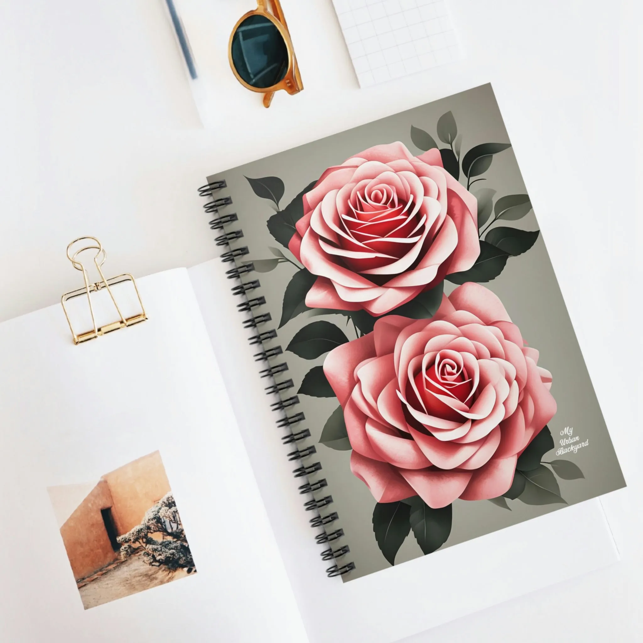 Pink Rose Flowers, Spiral Notebook Journal - Write in Style