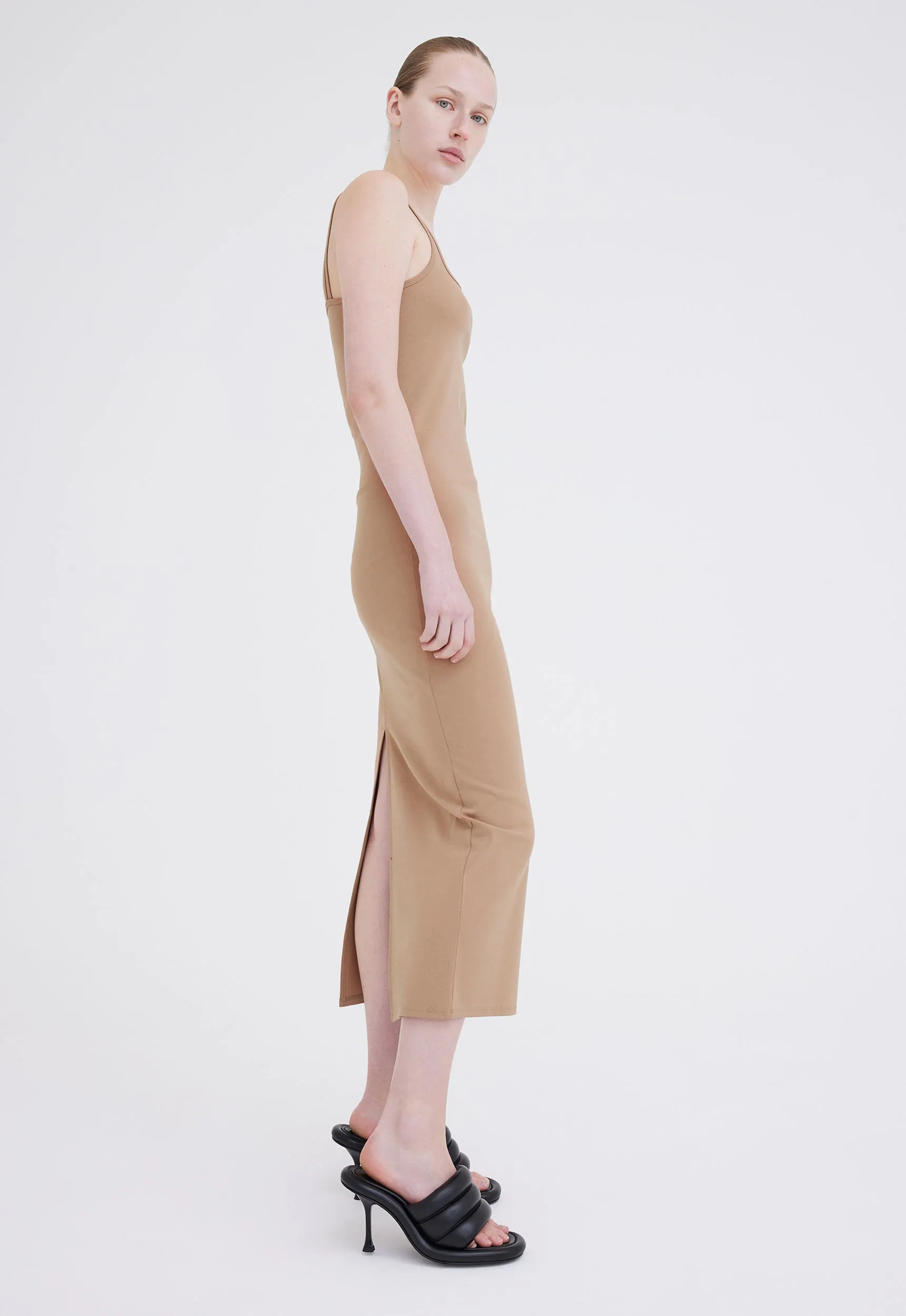 Quinto Ribbed Tank Dress - Upstate Tan