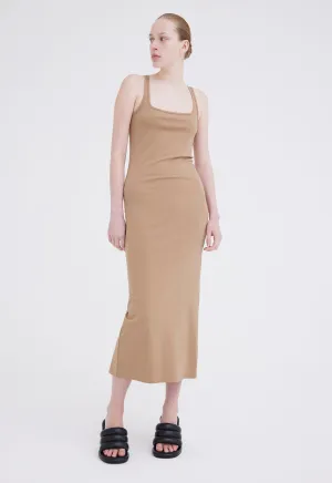 Quinto Ribbed Tank Dress - Upstate Tan