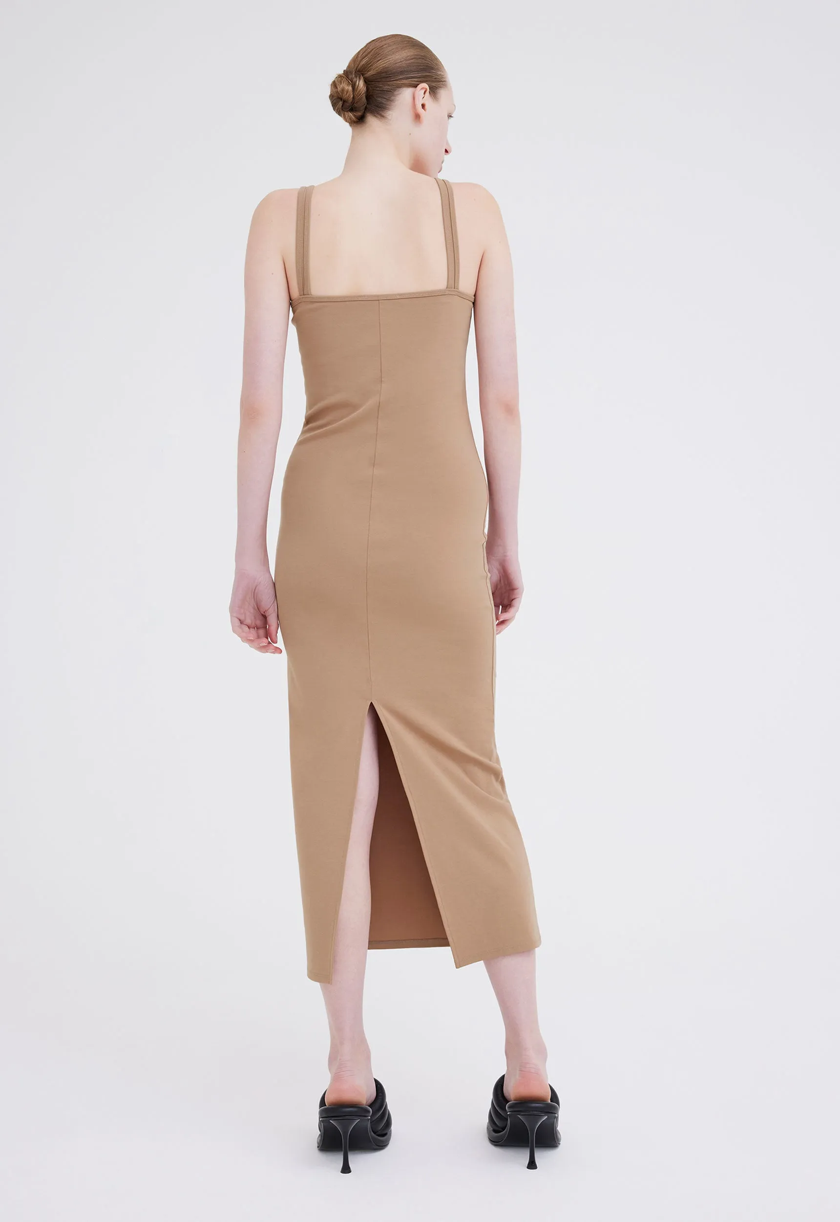 Quinto Ribbed Tank Dress - Upstate Tan