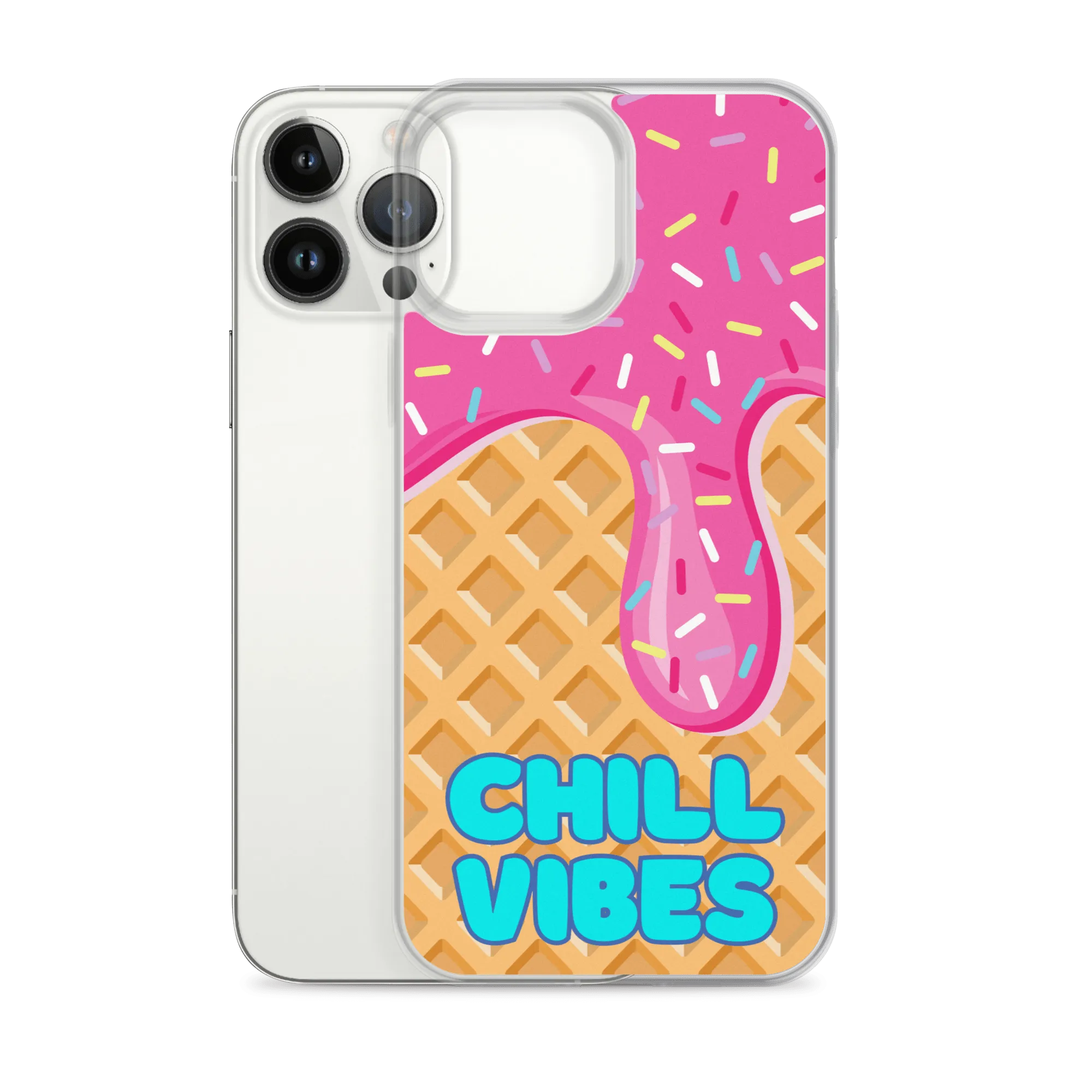 "Chill Vibes" Waffle Cone Phone Case (iPhone 7/7 Plus/8/8 Plus/X/XS/XS Max/XR/11/11 Pro/11 Pro Max/SE/12 mini/12/12 Pro/12 Pro Max/13 mini/13/13 Pro/13 Pro Max/14/14 Plus/14 Pro/14 Pro Max)