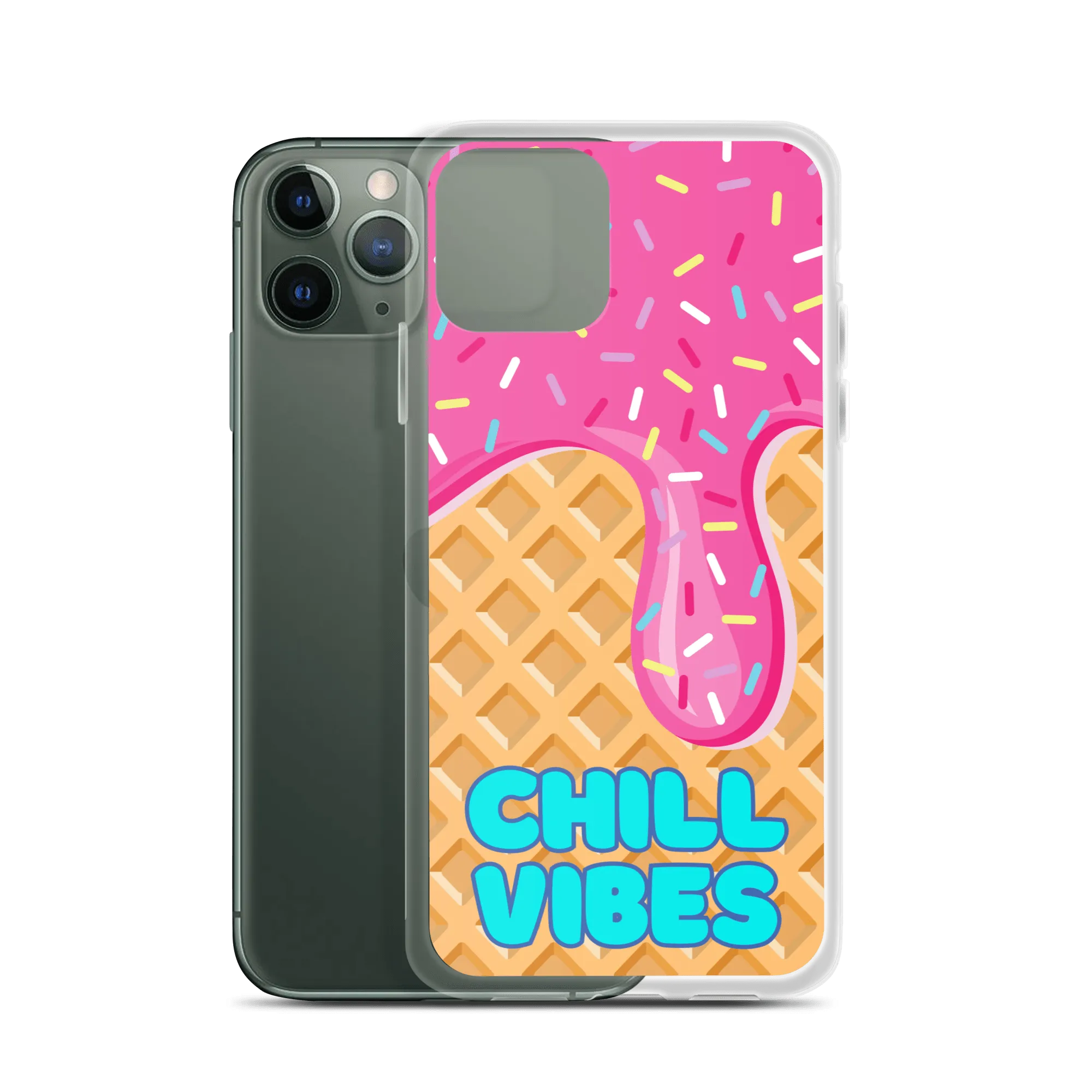 "Chill Vibes" Waffle Cone Phone Case (iPhone 7/7 Plus/8/8 Plus/X/XS/XS Max/XR/11/11 Pro/11 Pro Max/SE/12 mini/12/12 Pro/12 Pro Max/13 mini/13/13 Pro/13 Pro Max/14/14 Plus/14 Pro/14 Pro Max)