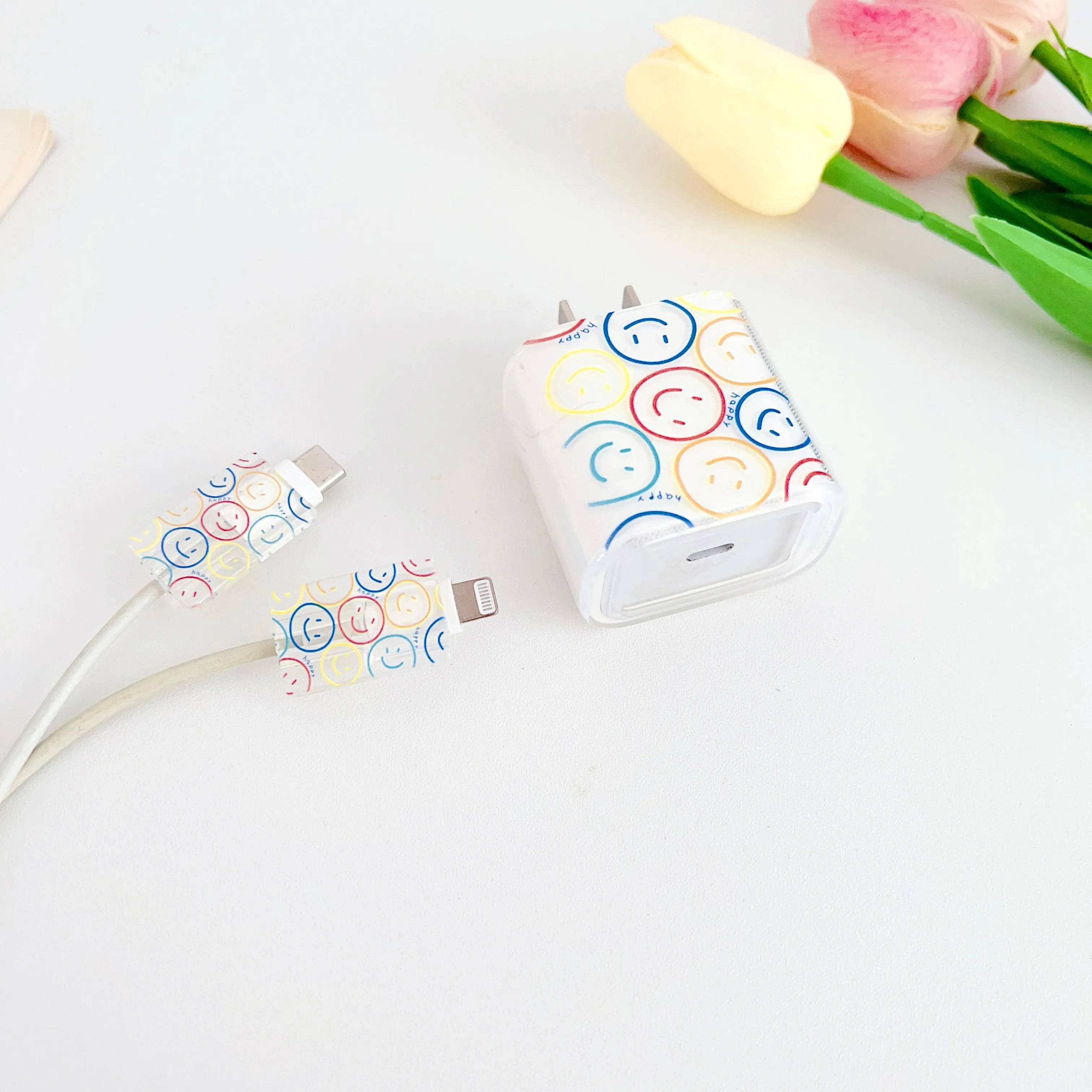 Smiley Pattern Silicon Charger Case for iPhone Chargers