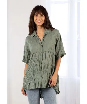 Smooth Sailing Button Up Tunic Olive