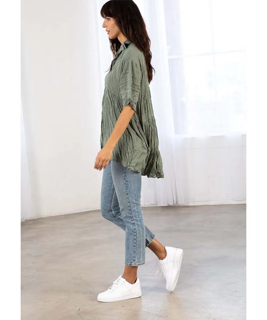 Smooth Sailing Button Up Tunic Olive