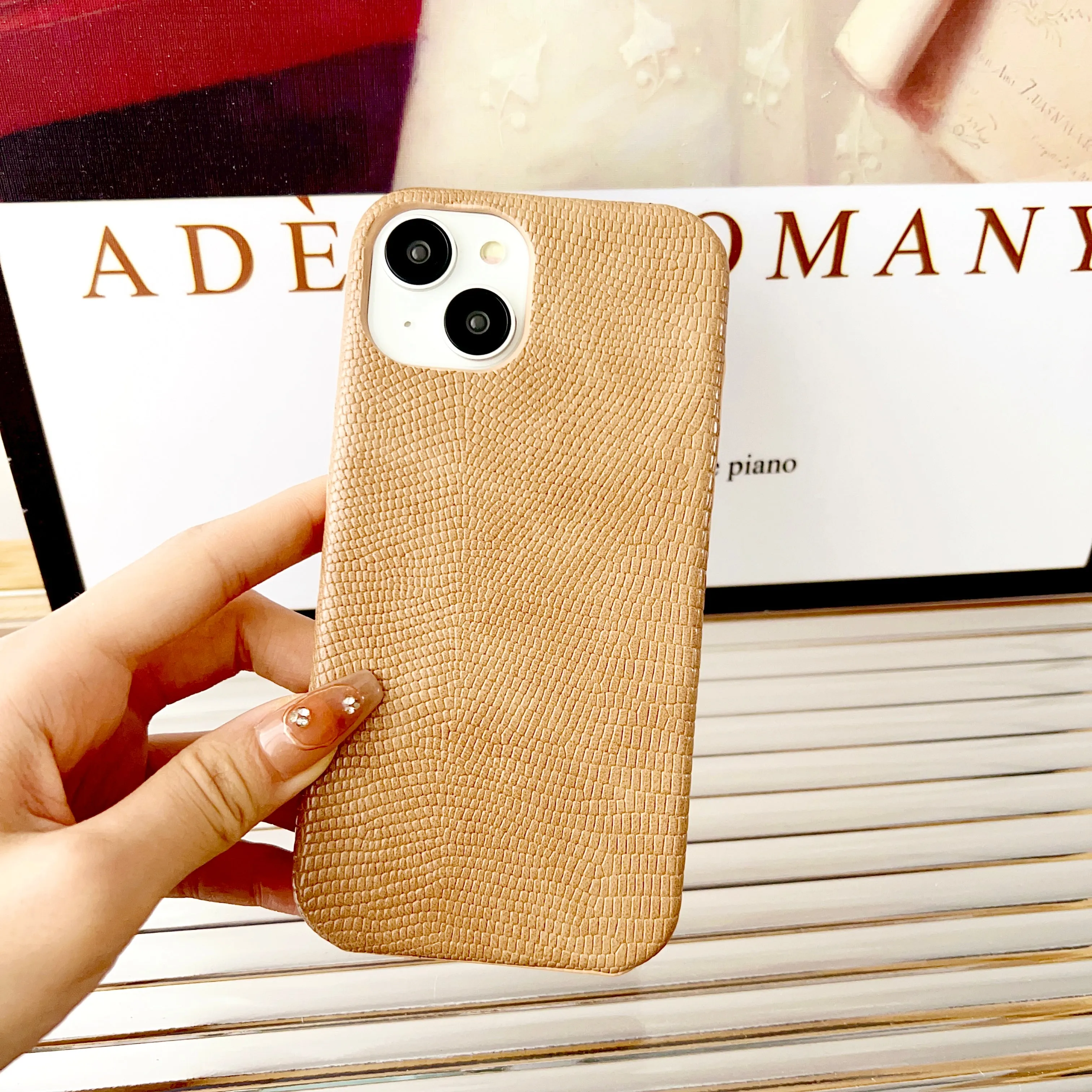 Snake Skin Pattern Leather Case For iPhone ( Brown )