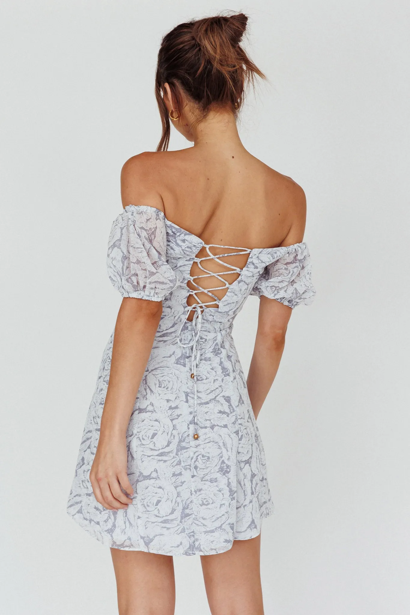 Summer To Remember Lace-Up Back Dress Floral Ink