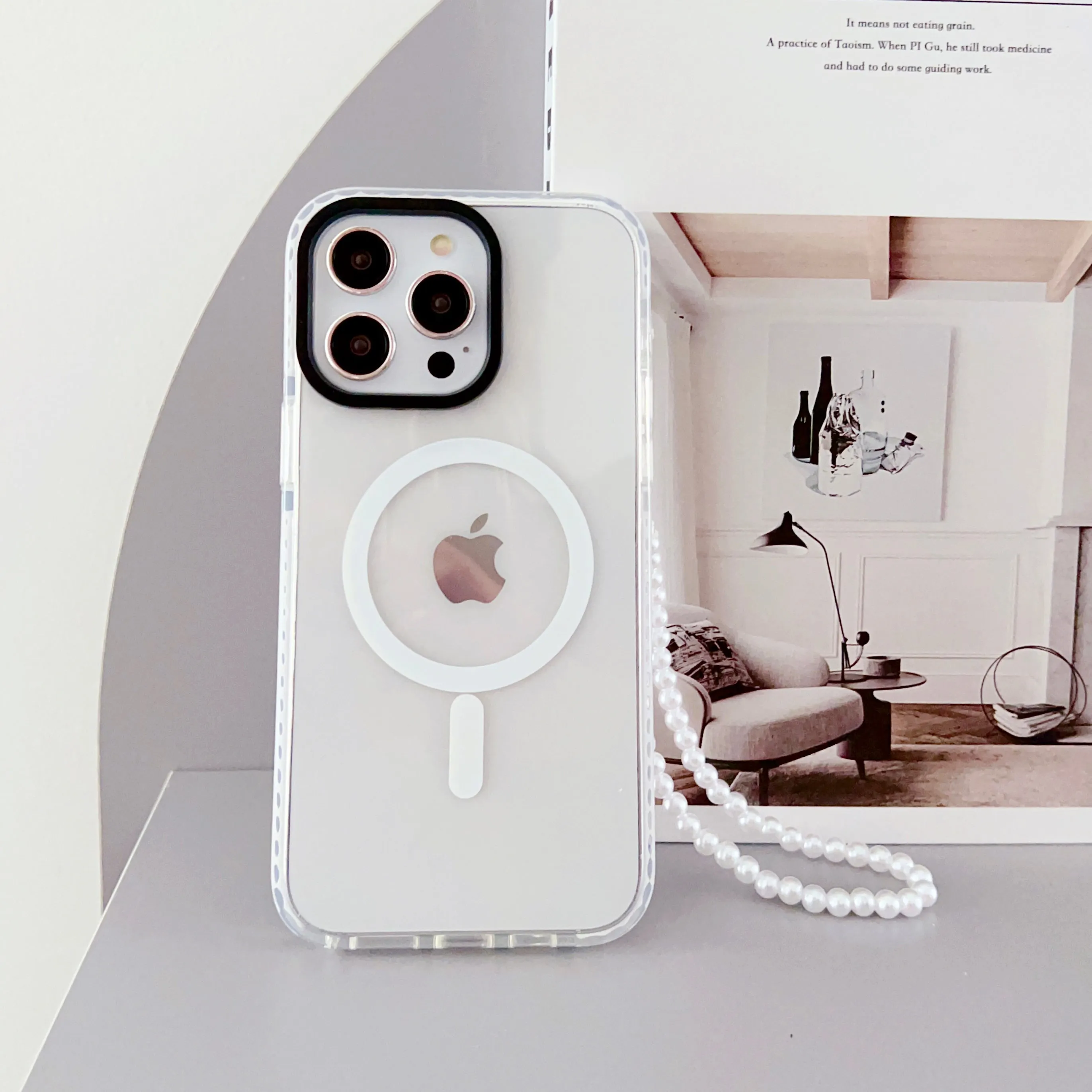 Transparent Silicon Impact Case for iPhone With Magsafe And Beaded Charm