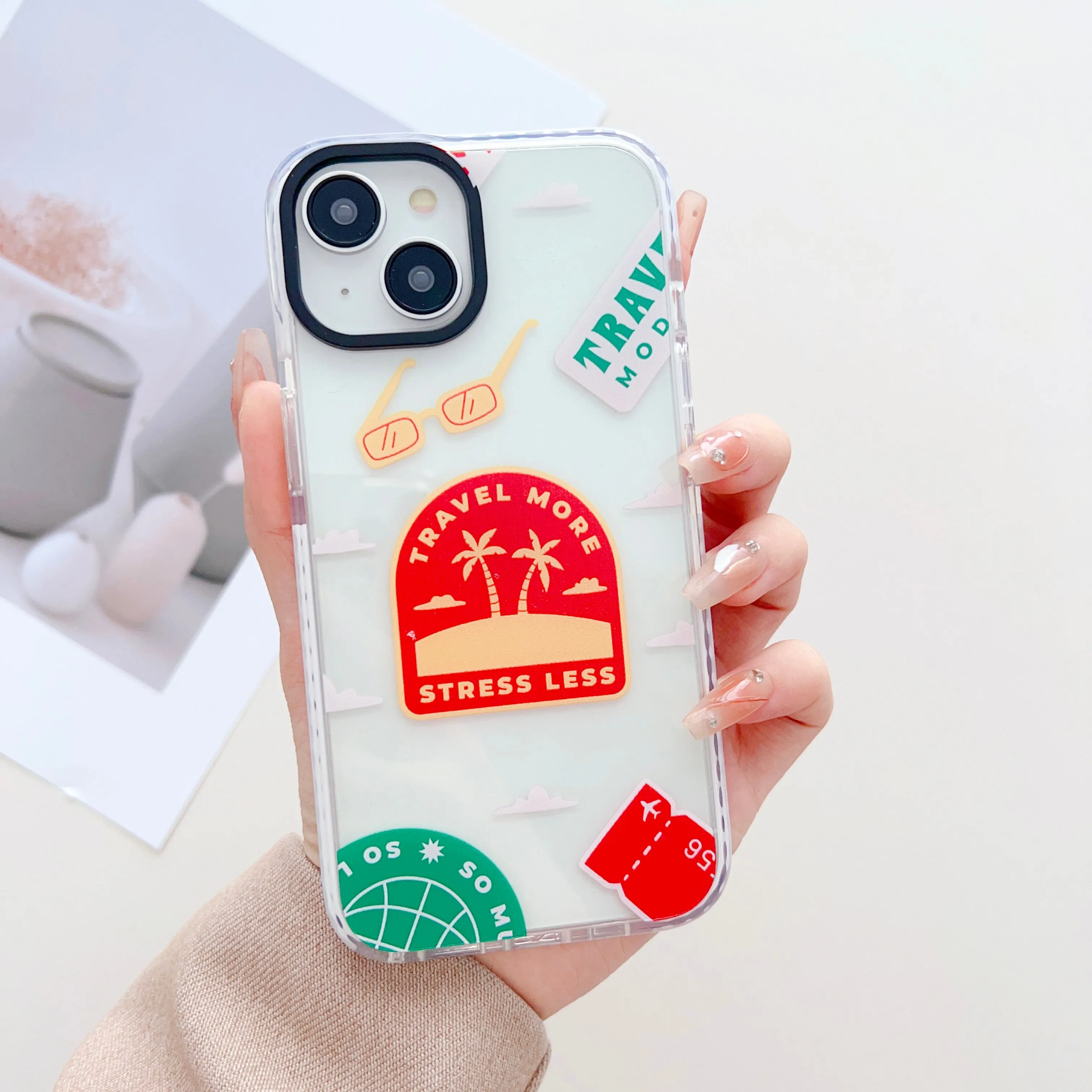 Travel Stickers Designer Impact Proof Silicon Phone Case for iPhone